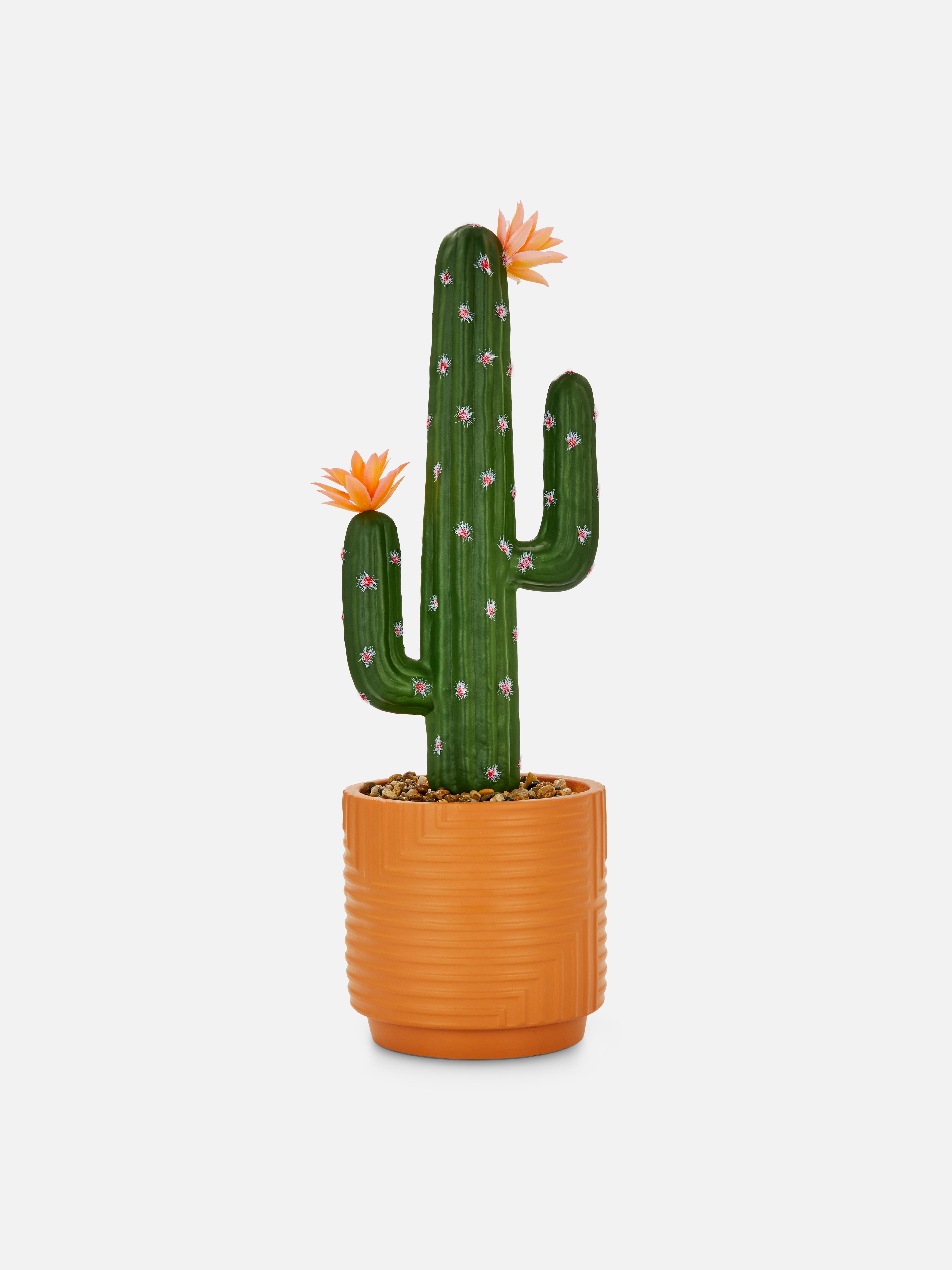 Faux Cactus Plant in Ceramic Pot