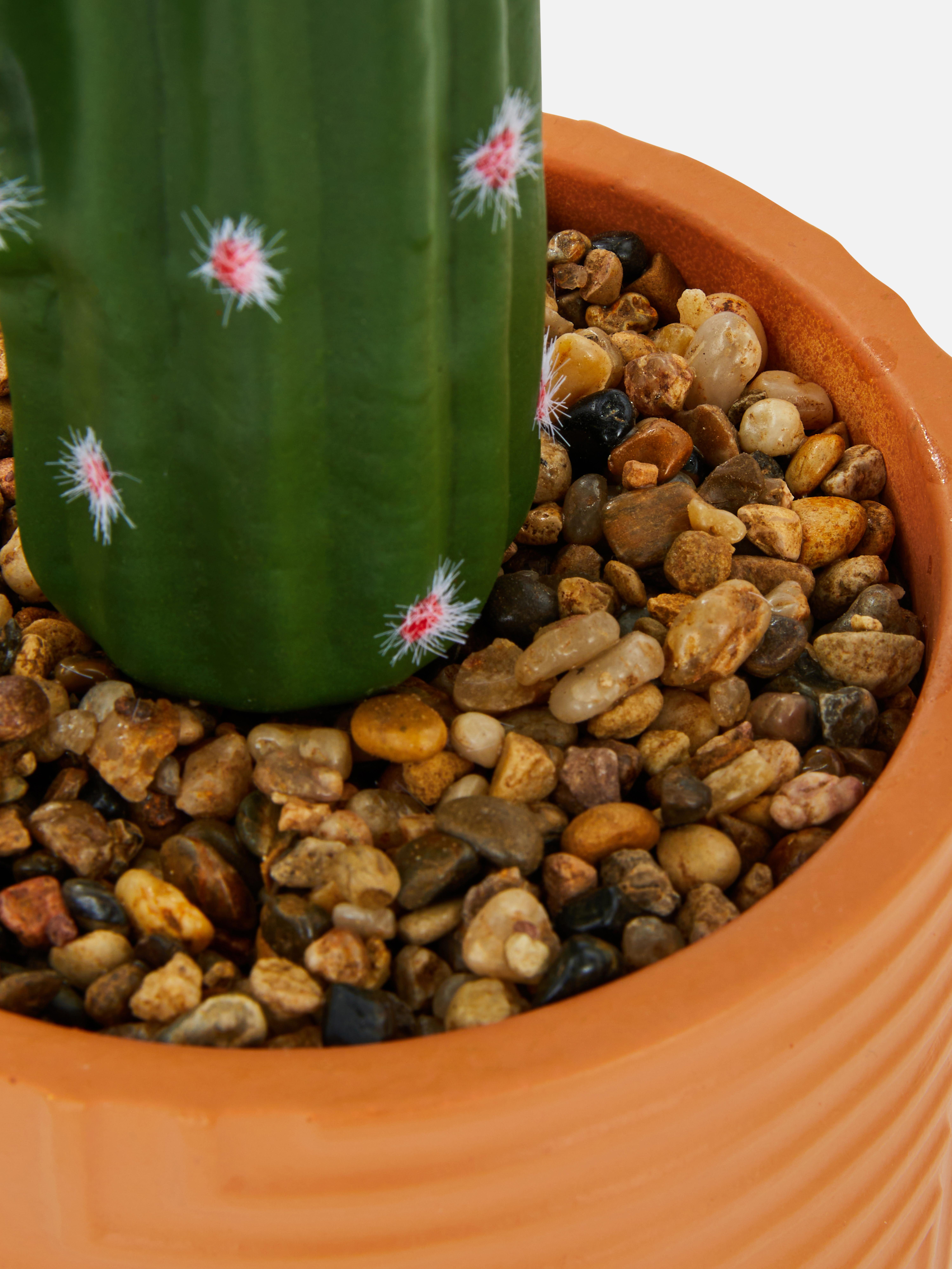 Orange Faux Cactus Plant in Ceramic Pot Primark