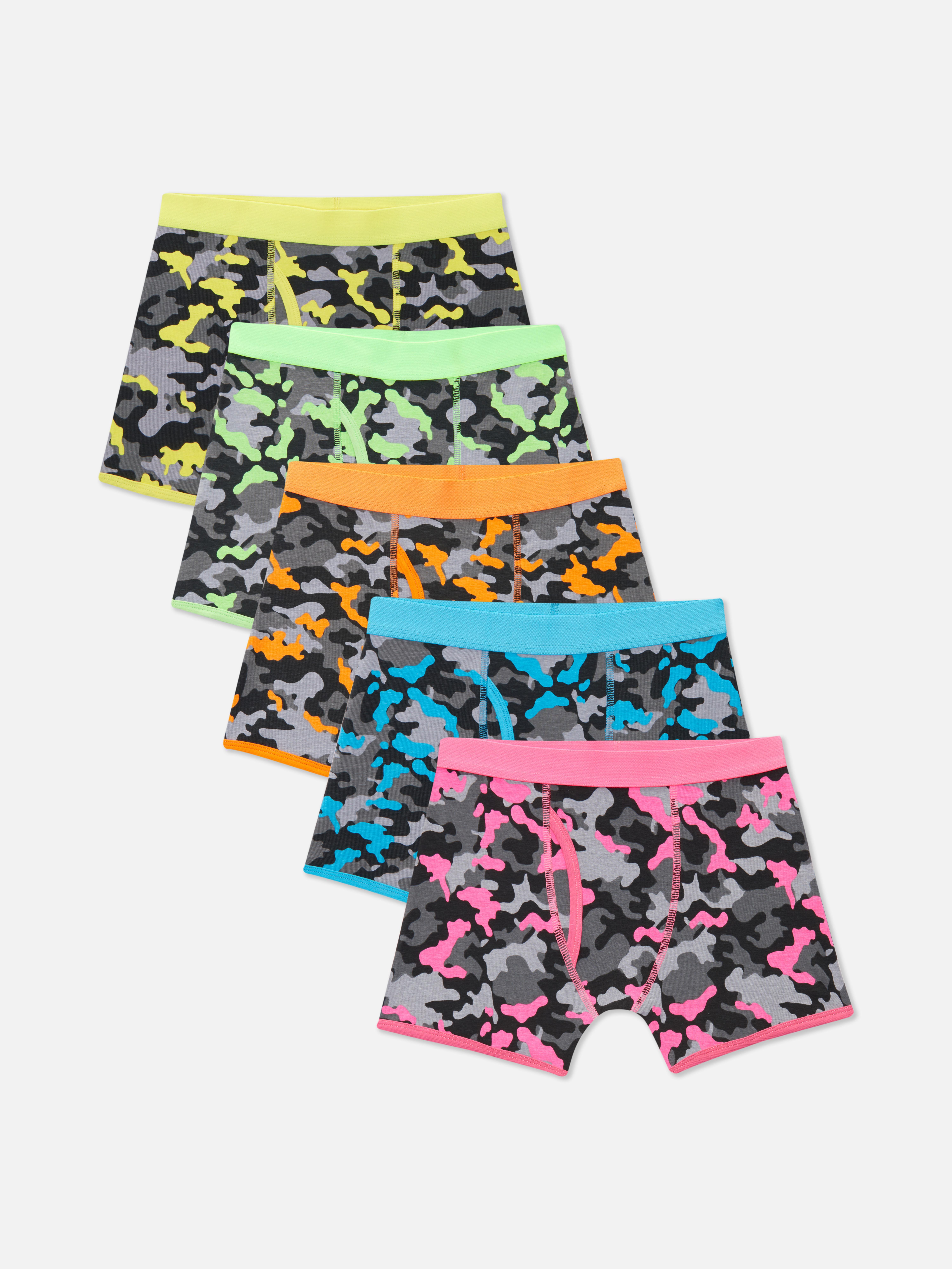 Lot de 5 boxers à motif camouflage fluo