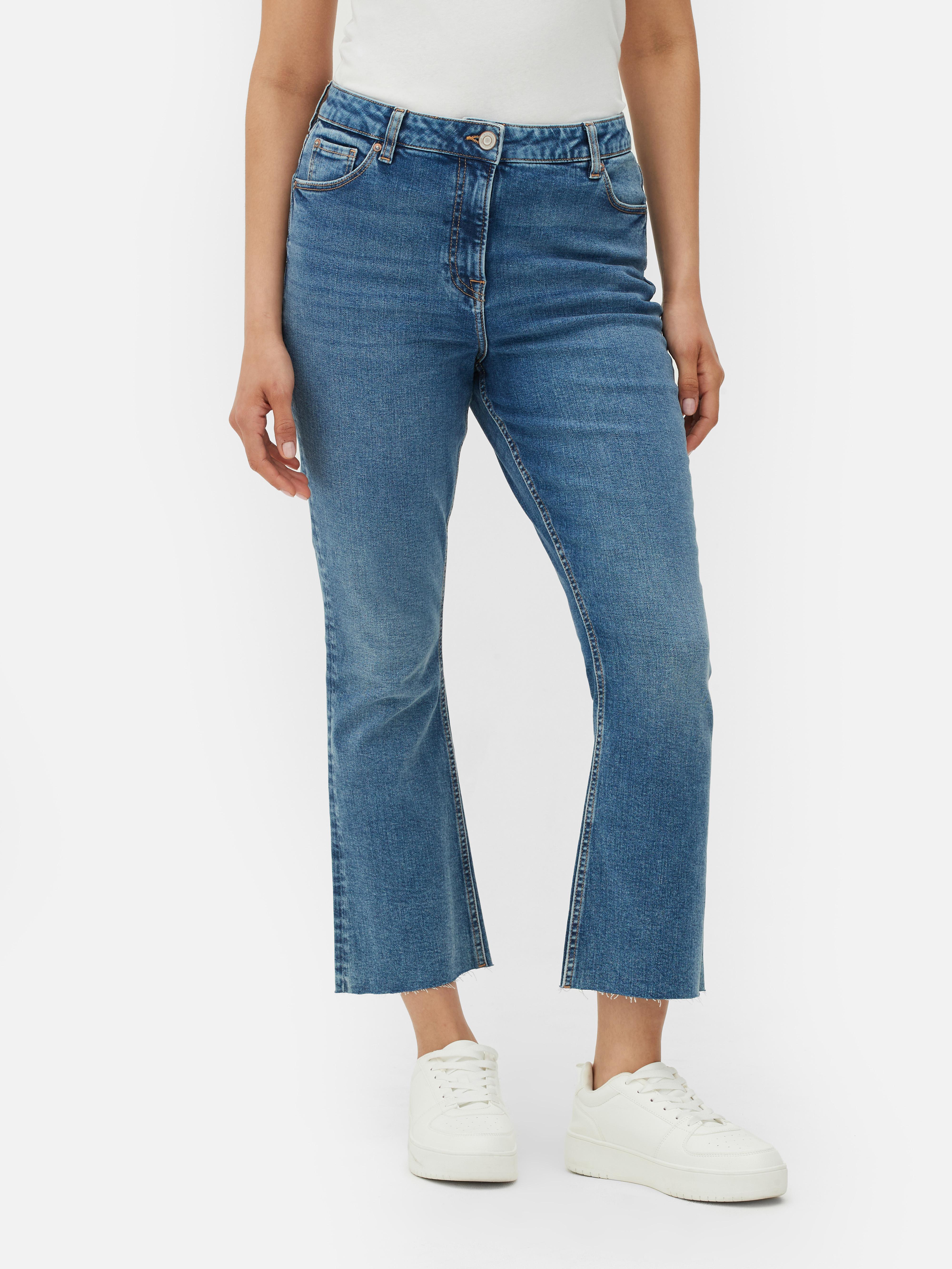 Womens Mid Blue Crop Flared Jeans | Primark