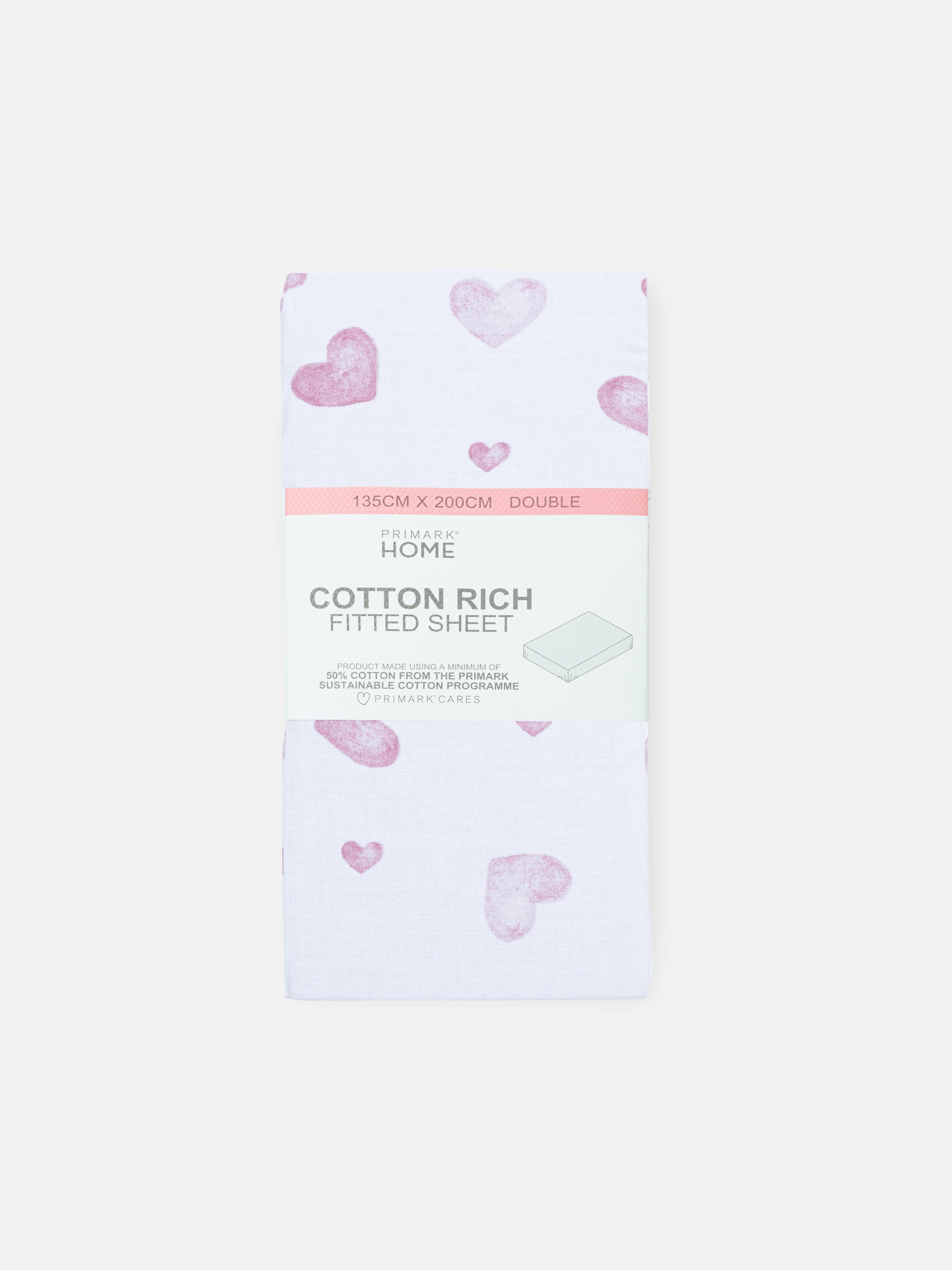 Pink Heart Double Fitted Sheet Primark