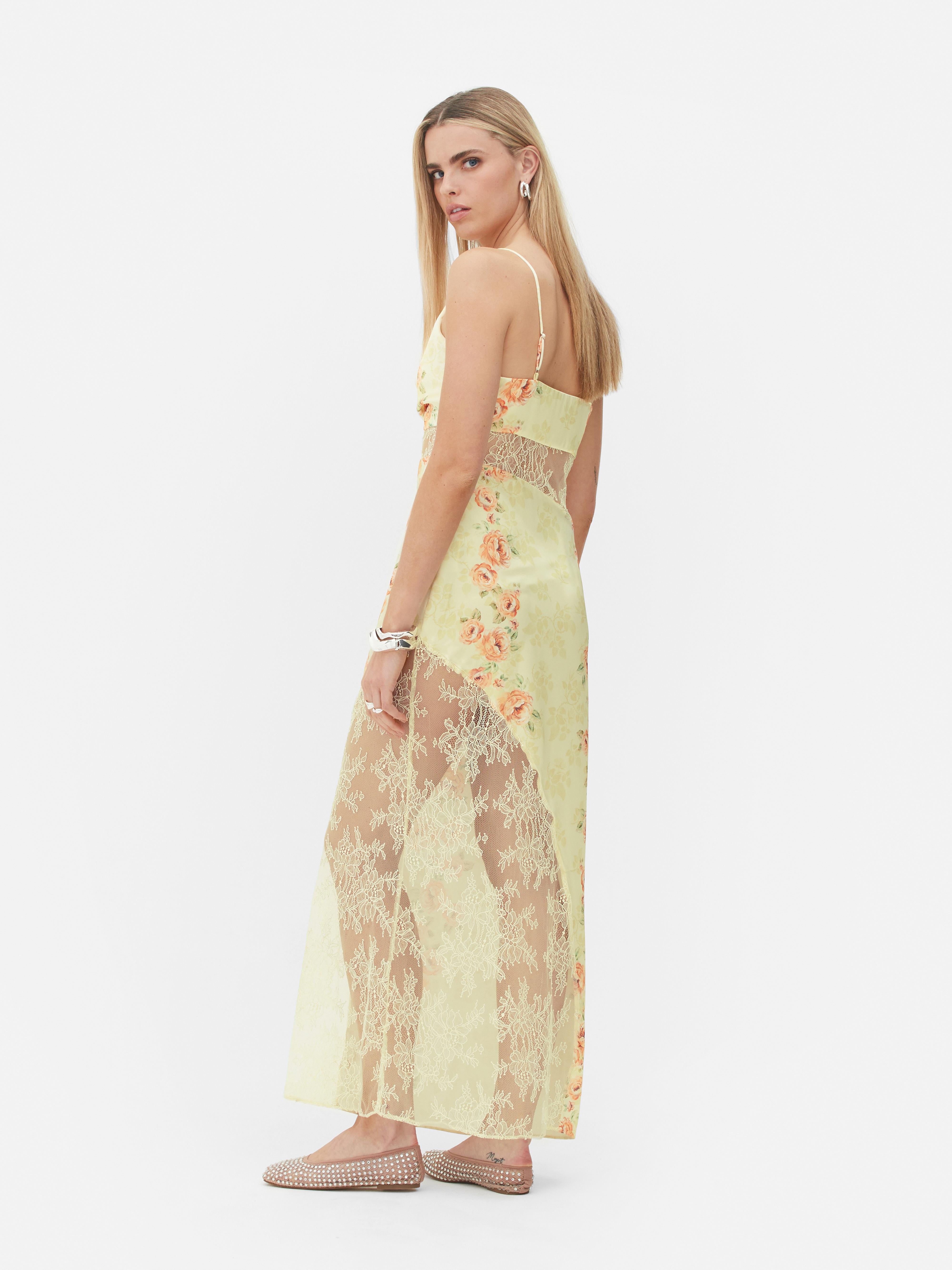 Womens Lemon Rita Ora Floral Satin Midi Dress | Primark