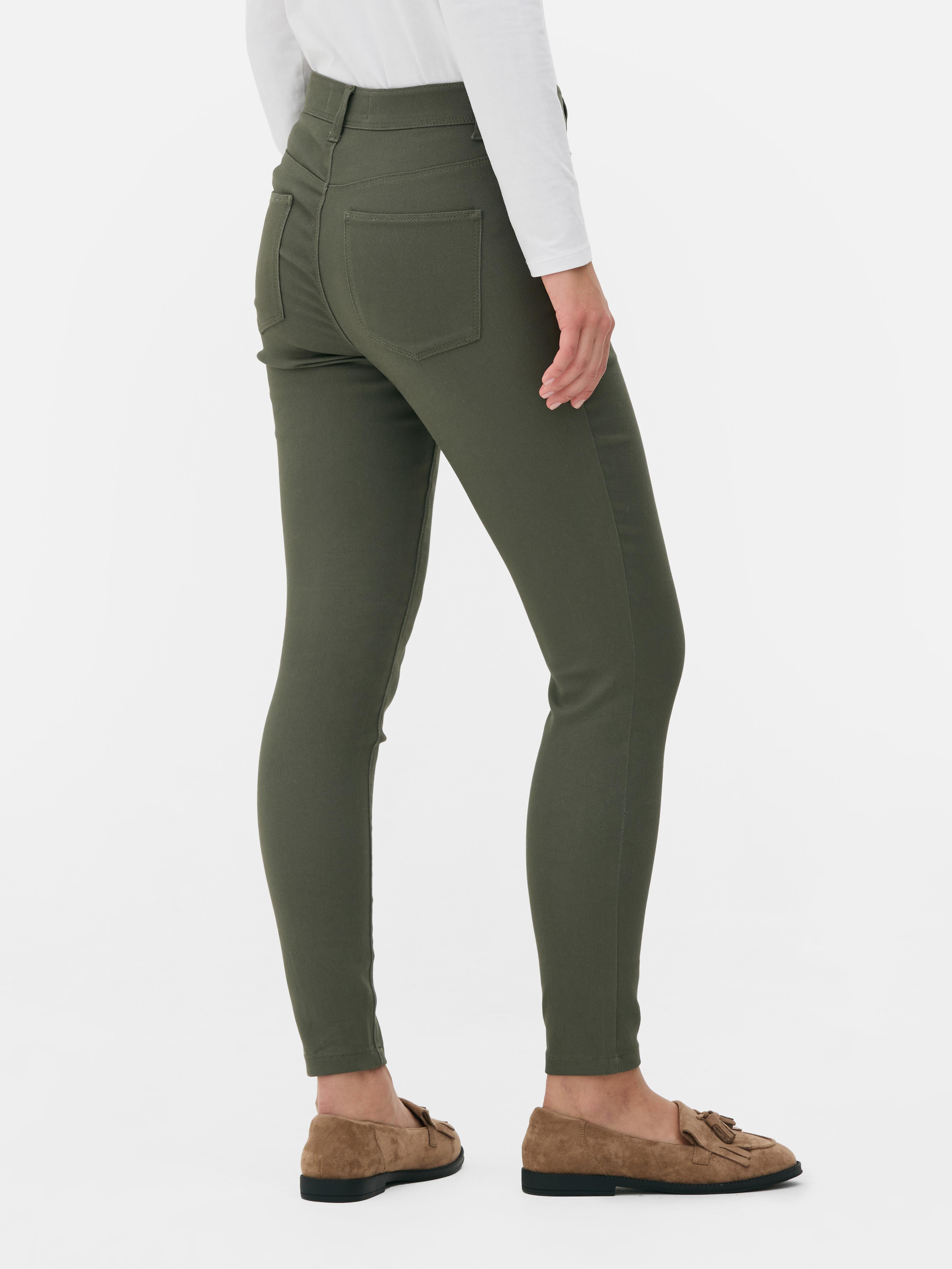 Basic skinny jeans met halfhoge taille - Kaki - Dames | Primark