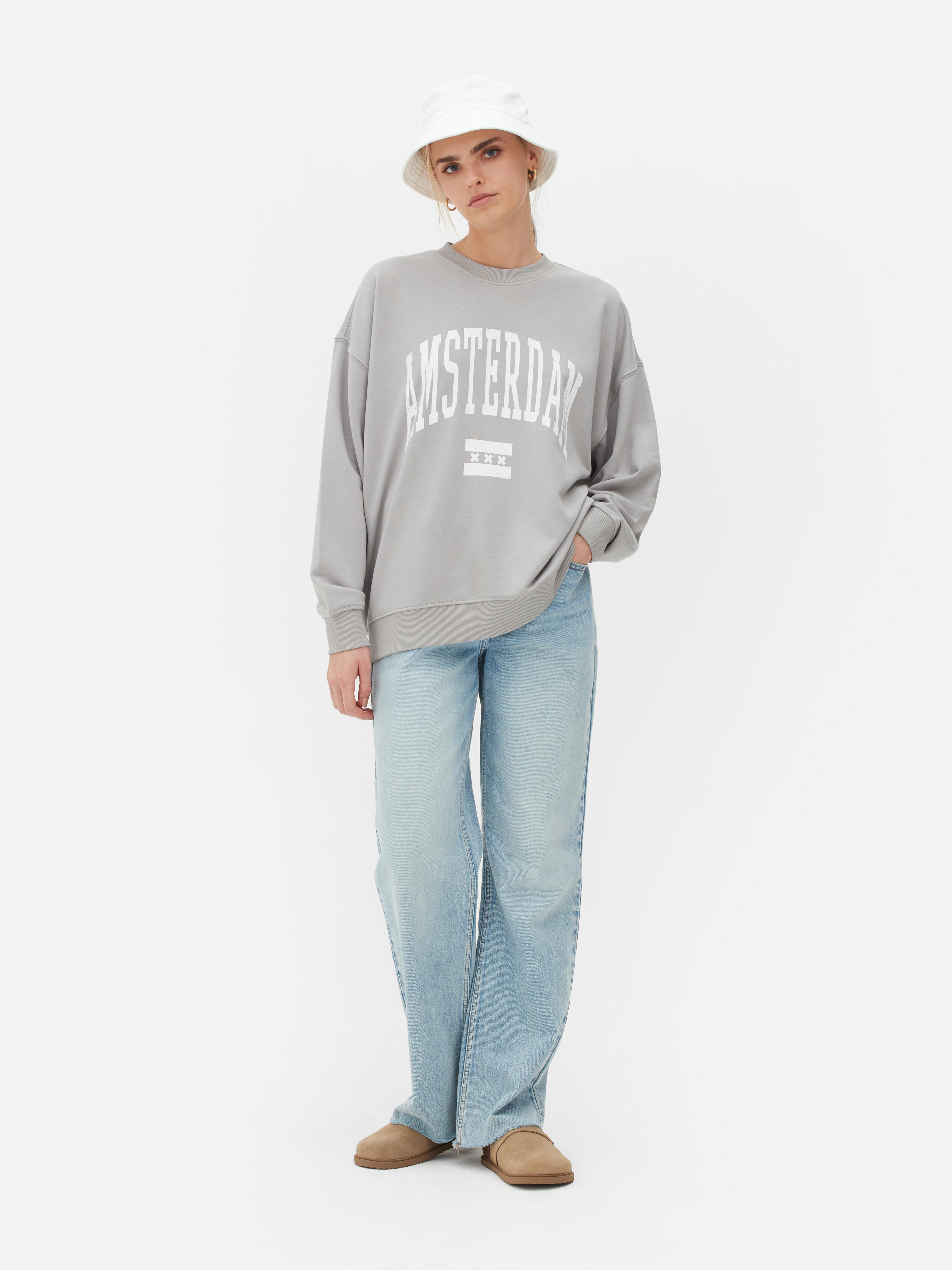Oversized sweatshirt met print Amsterdam
