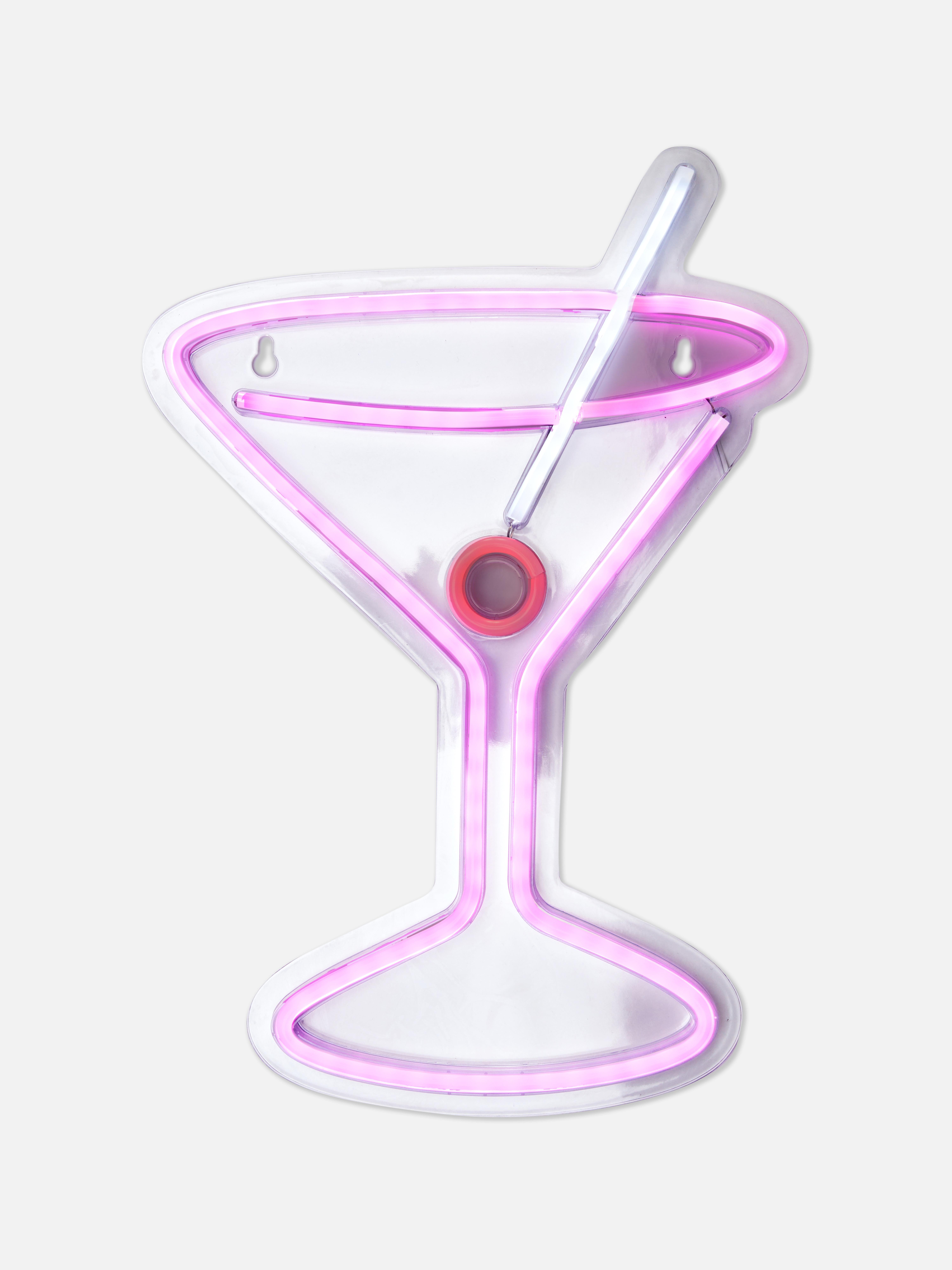 Lámpara de neón en forma de copa de cóctel