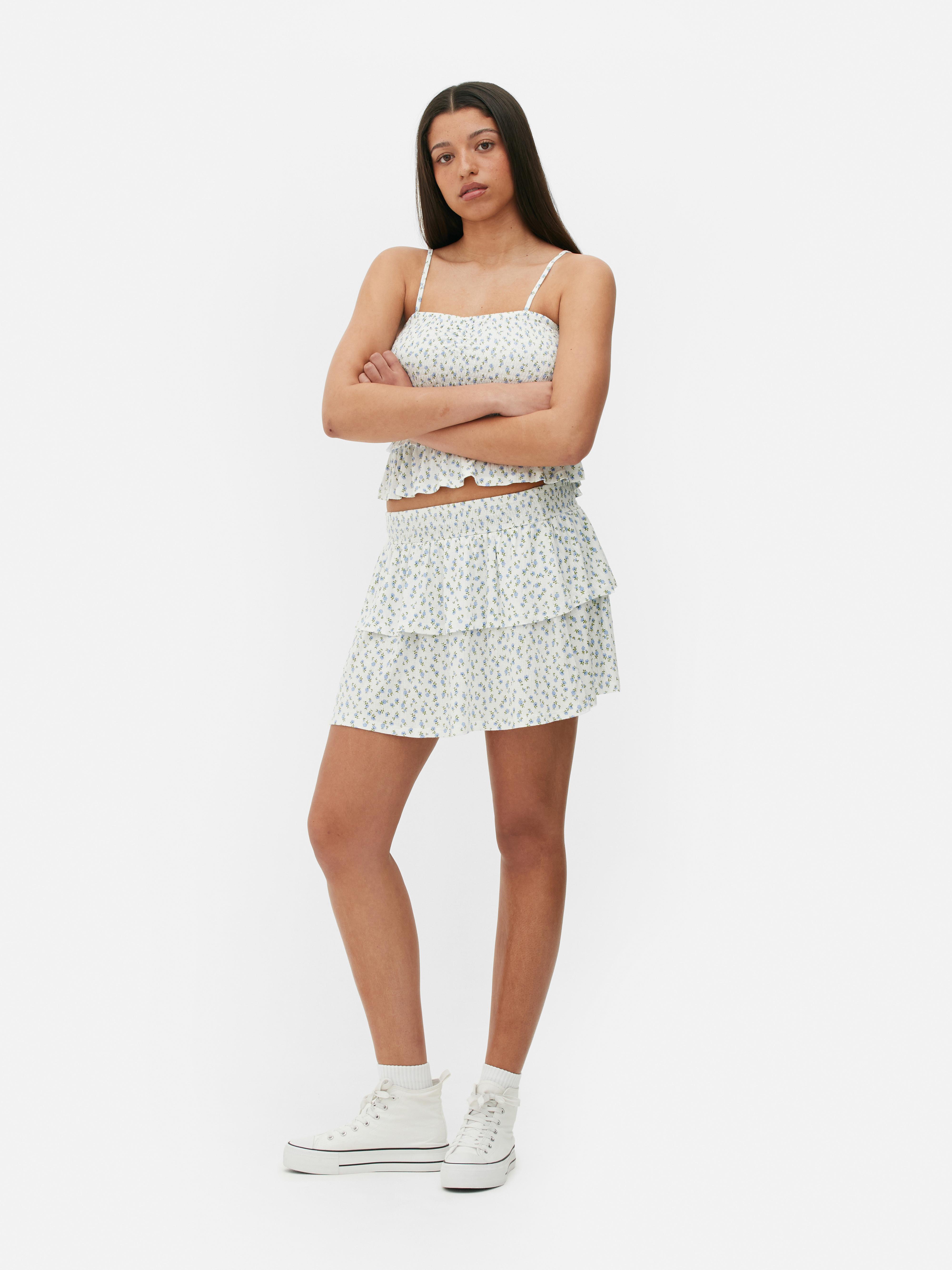 Co-ord Floral Shirred Mini Skirt