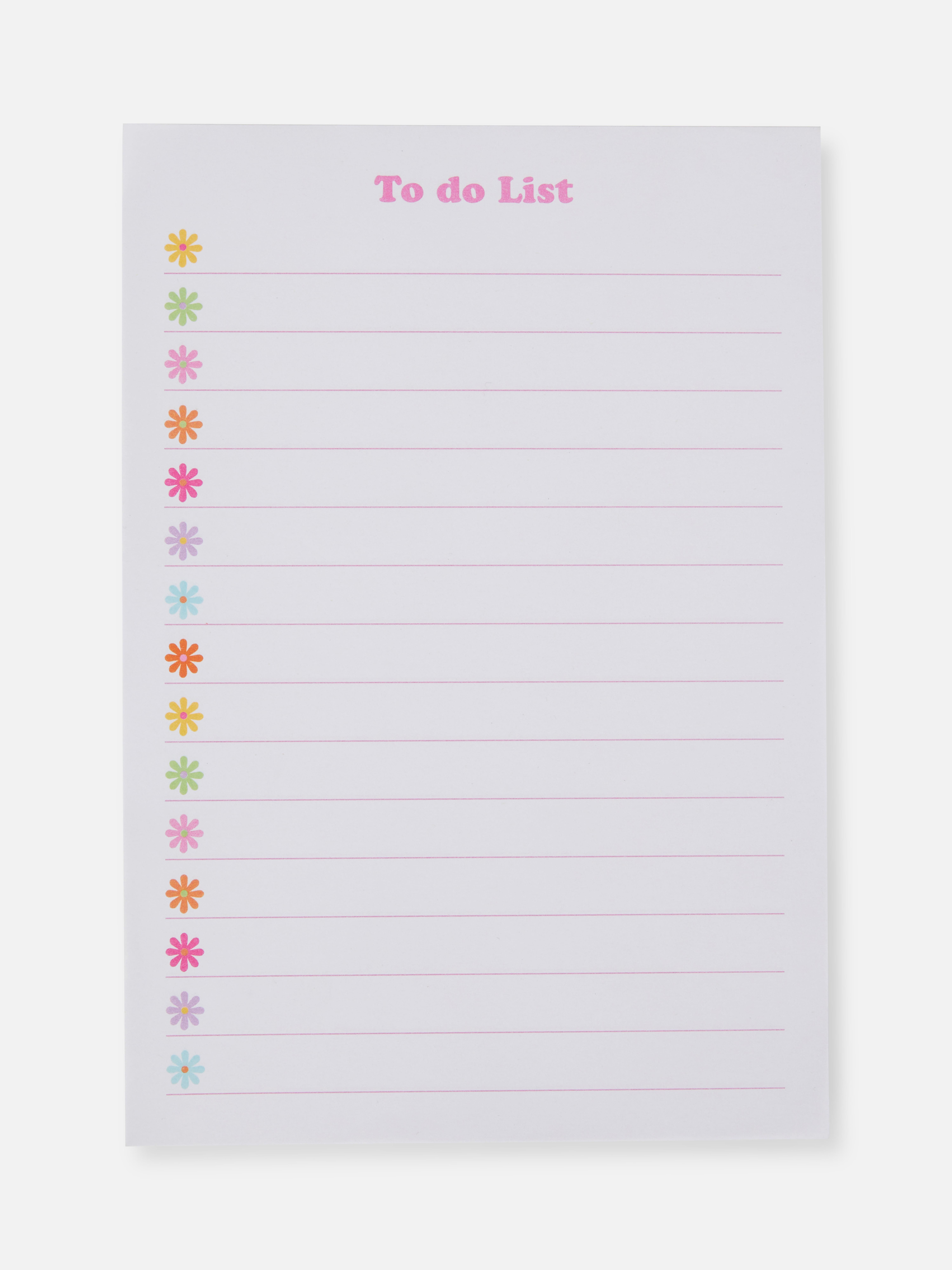 Notes na listę rzeczy do zrobienia z kwiatuszkami
