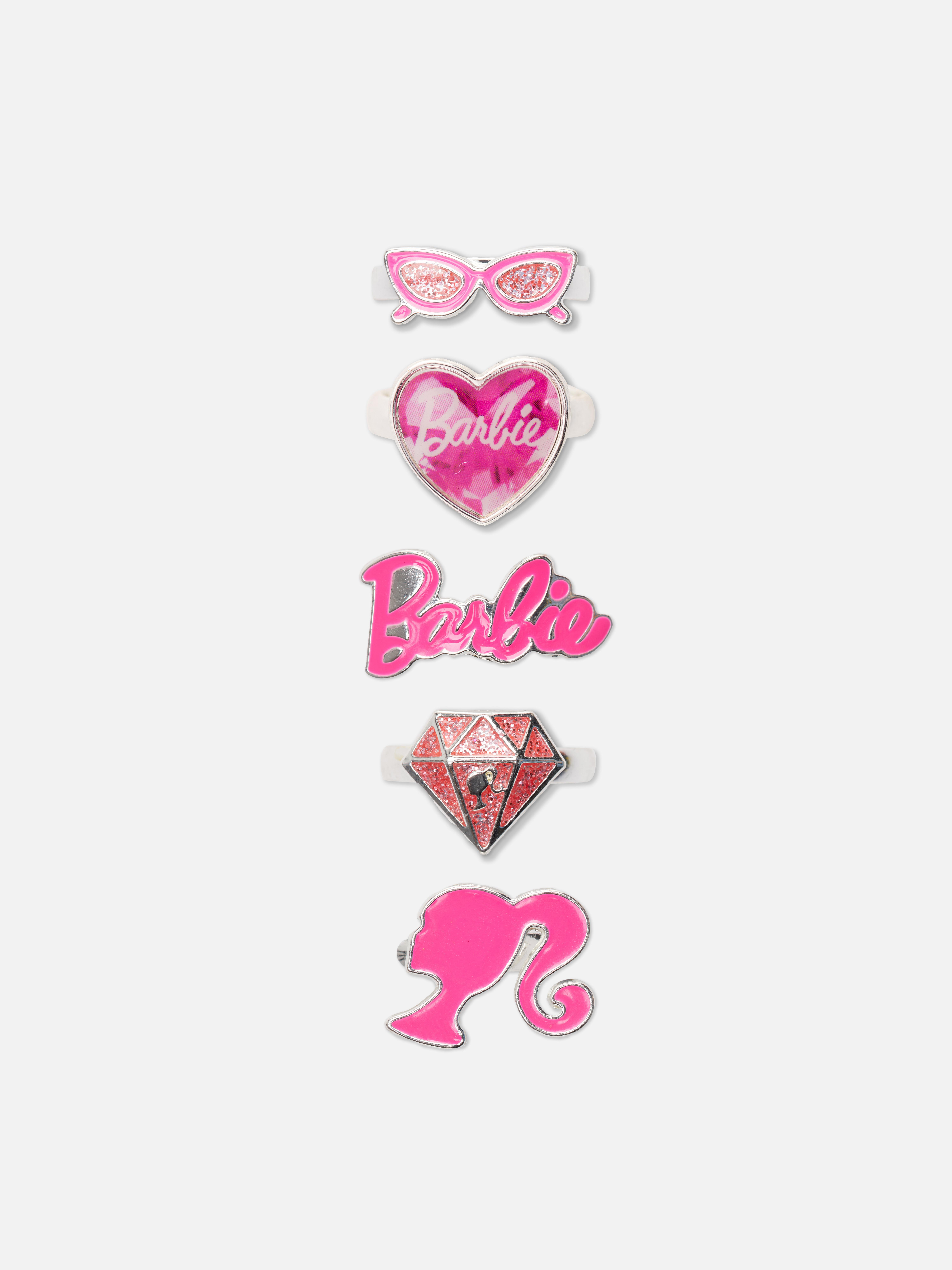 „Barbie“ Ringe mit verschiedenen Motiven, 5er-Pack