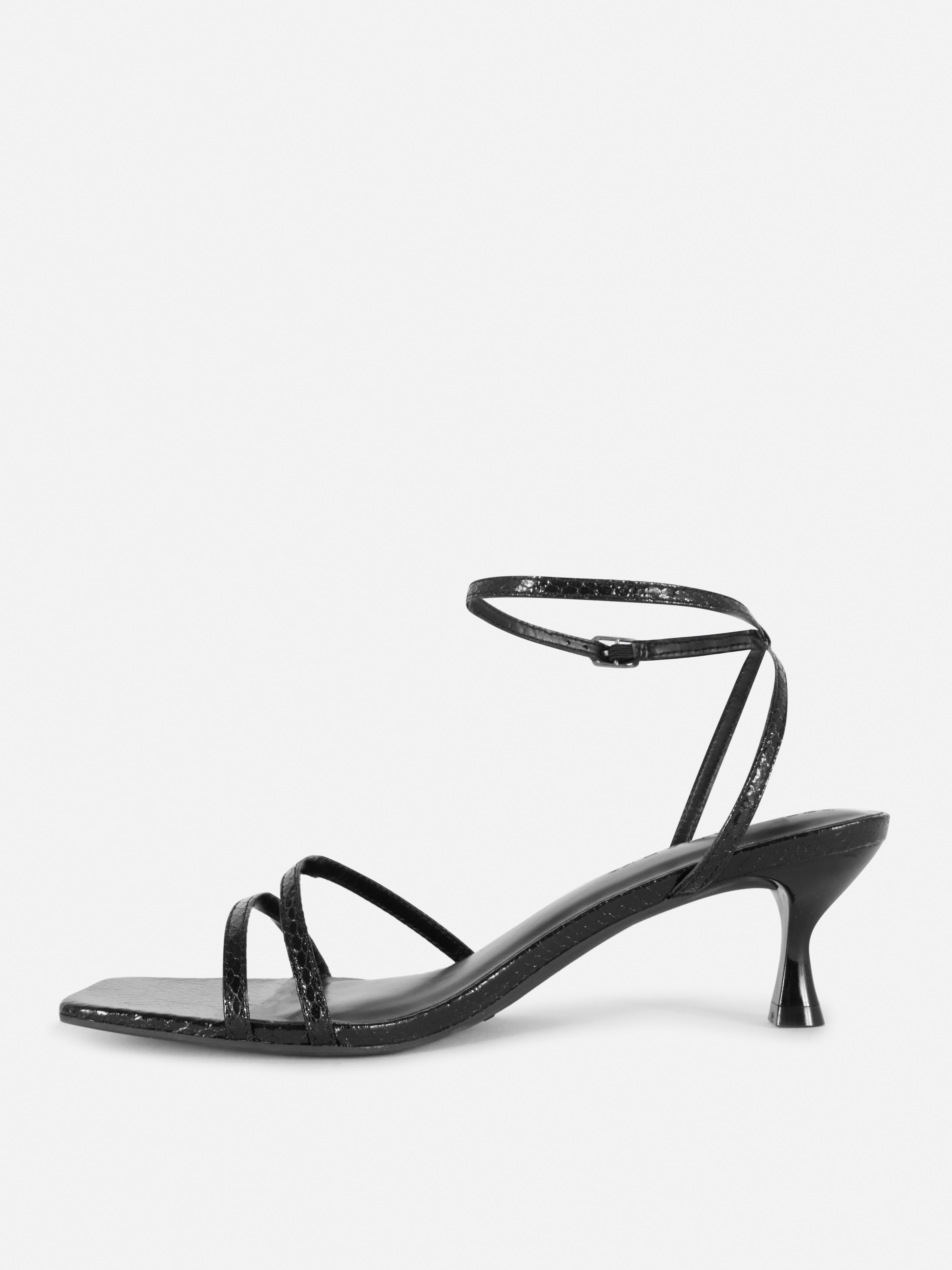 Women's Black Strappy Kitten Heels Primark