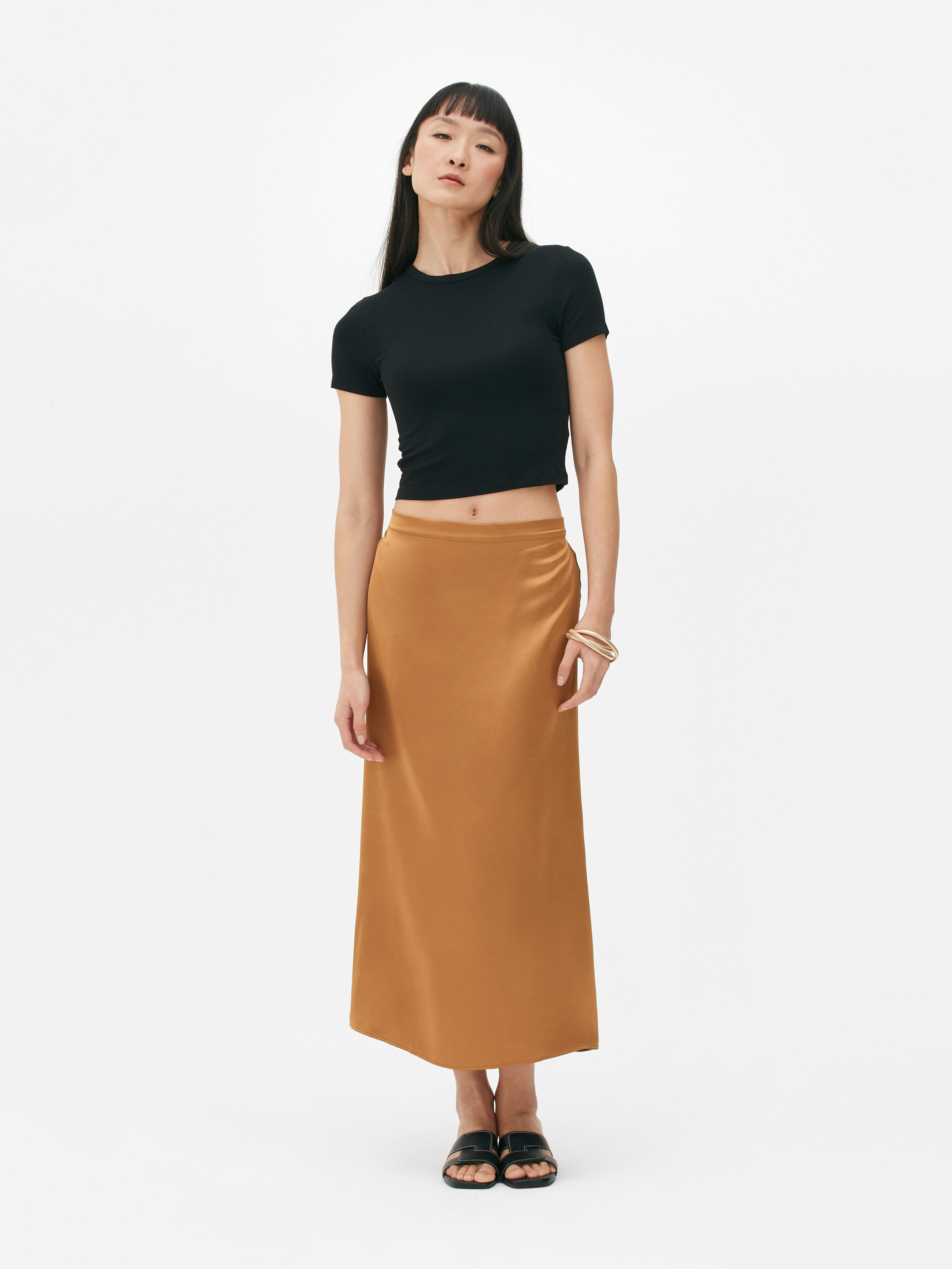 Tan midi outlet skirt