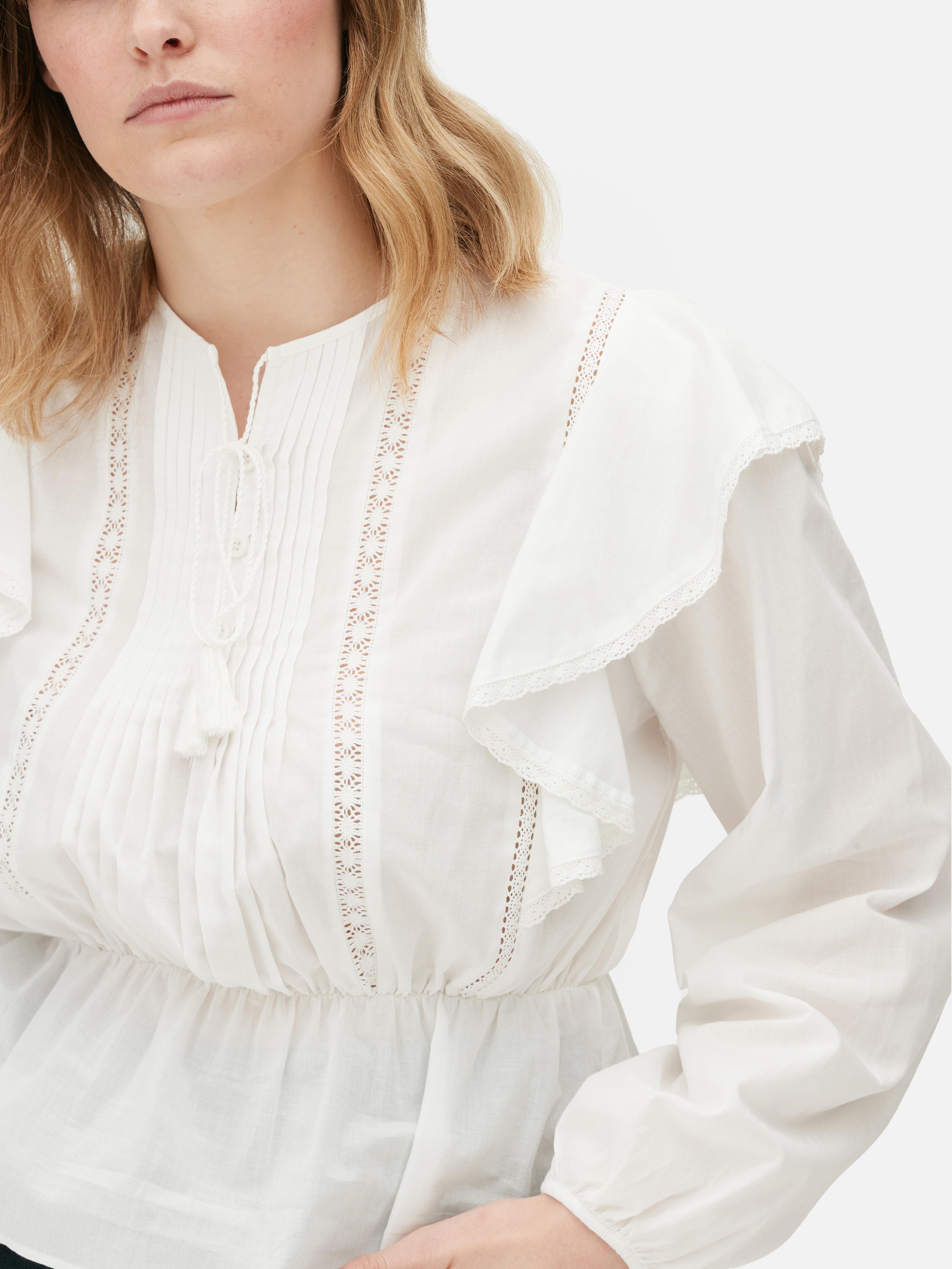 Womens White Ruffle Balloon Sleeve Peplum Blouse | Primark