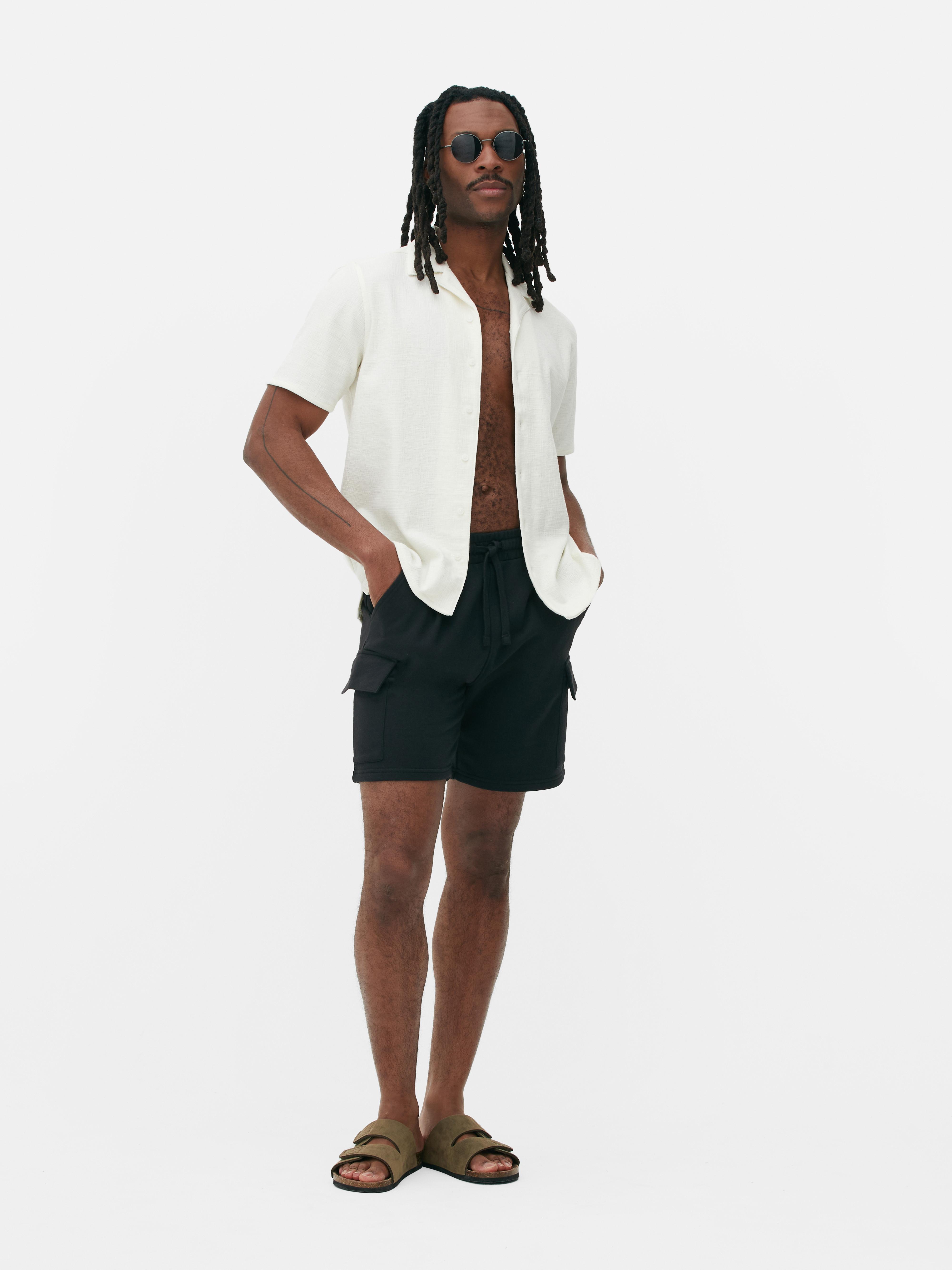 Men's Black Jersey Cargo Shorts Primark