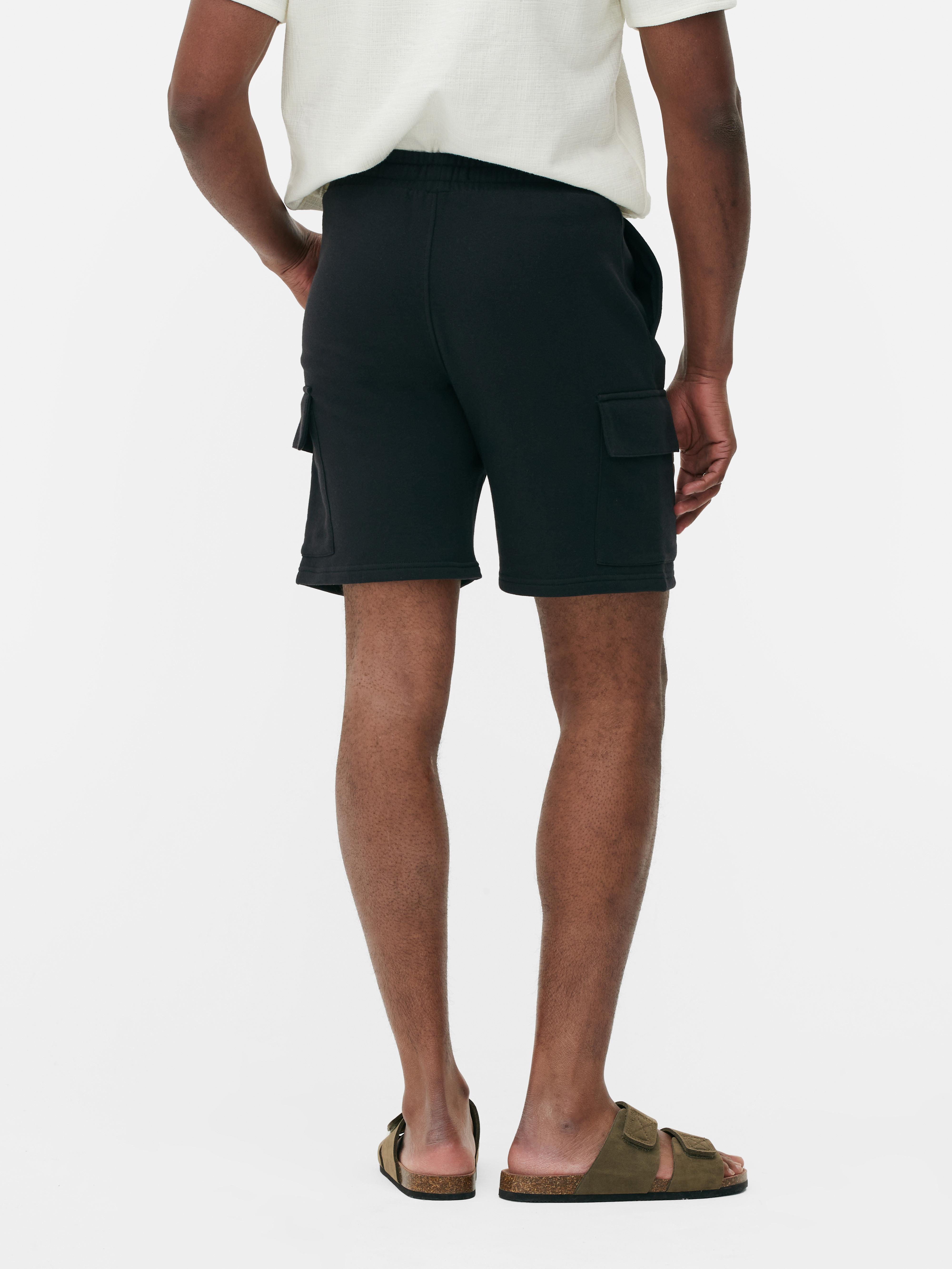 Mens Black Cargo Jersey Shorts Primark