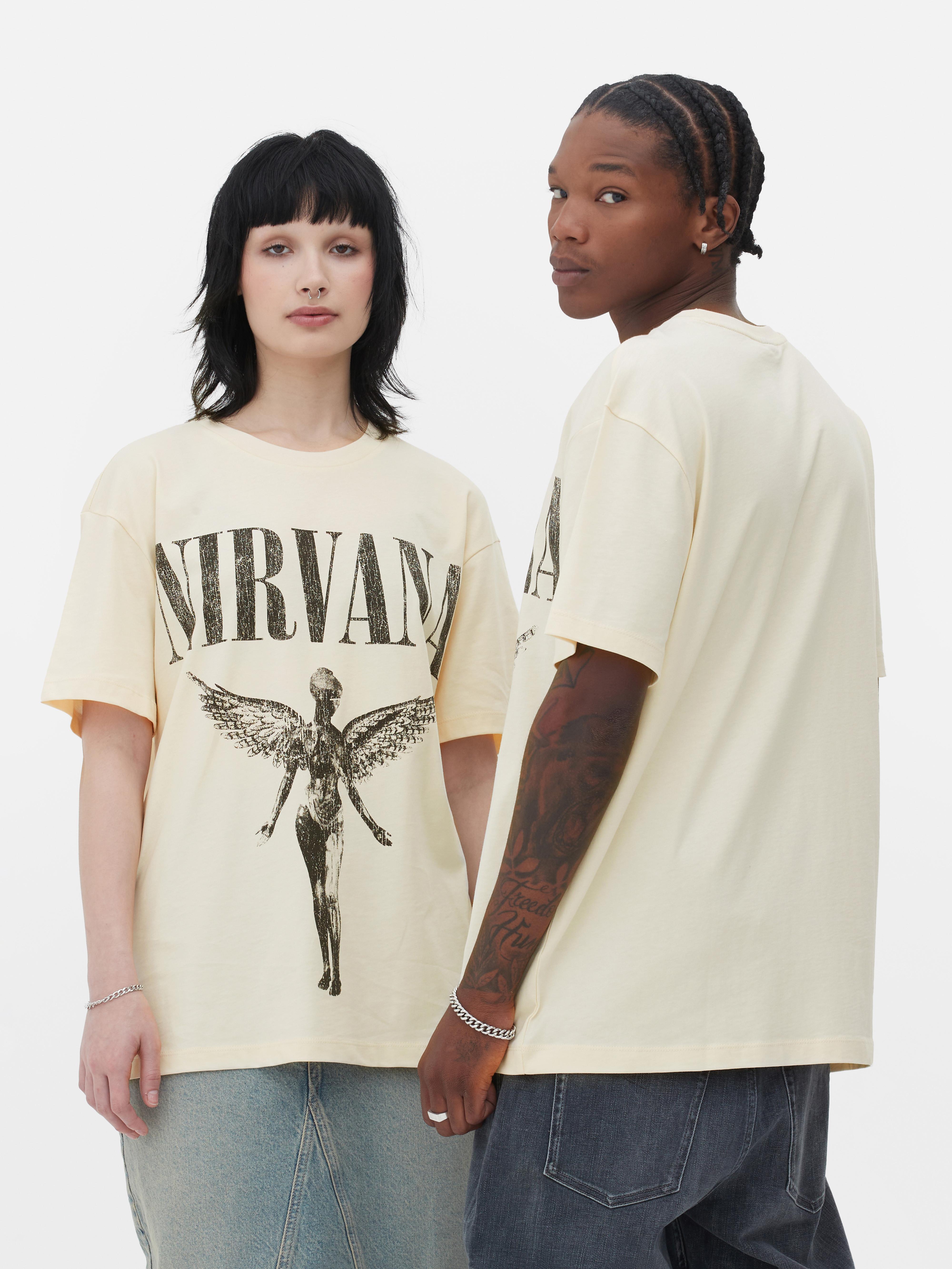 T shirt con grafica Nirvana Ecru Uomo Donna Unisex Primark