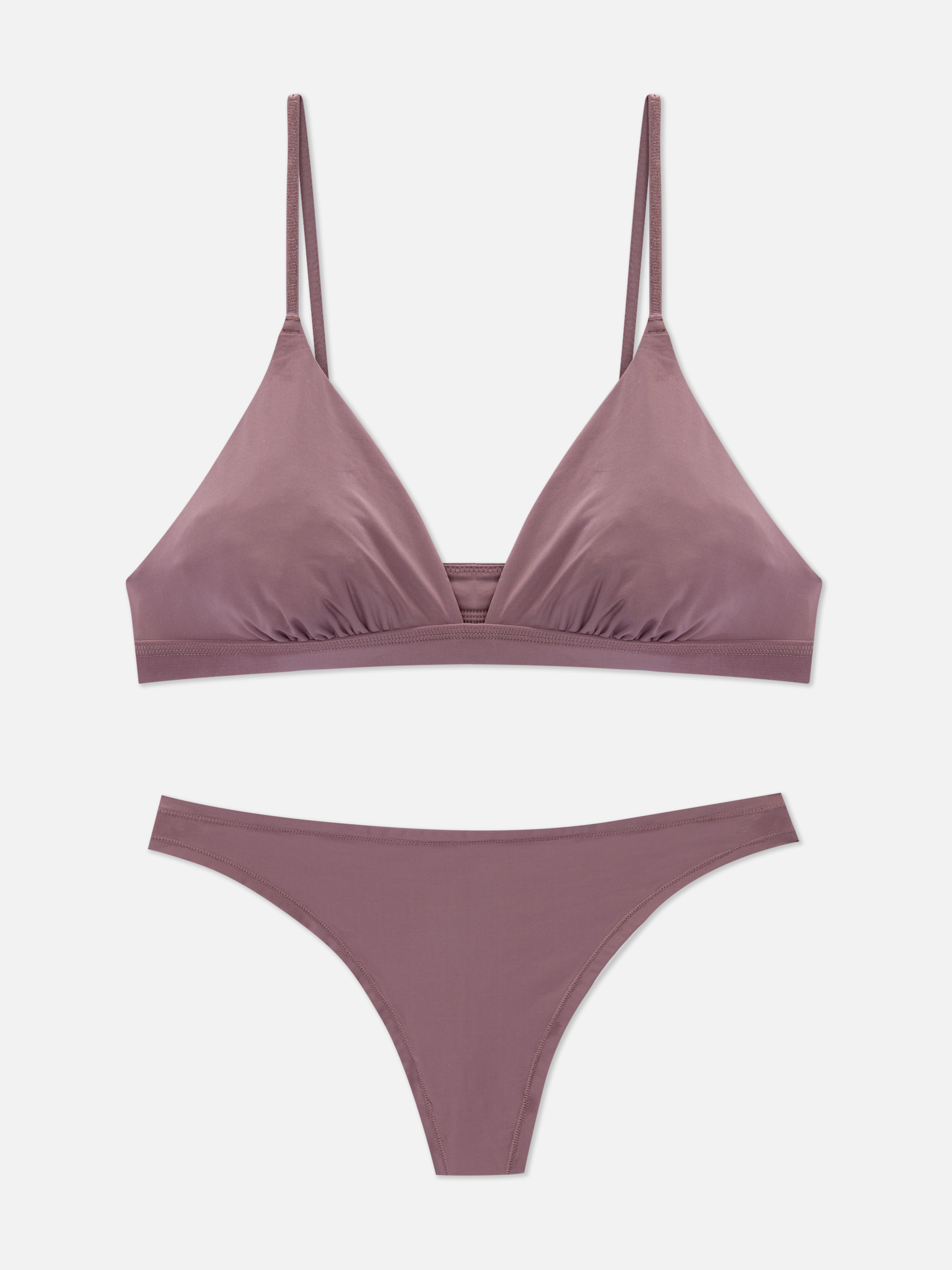 Non-Padded Triangle Bralette and Thong Set