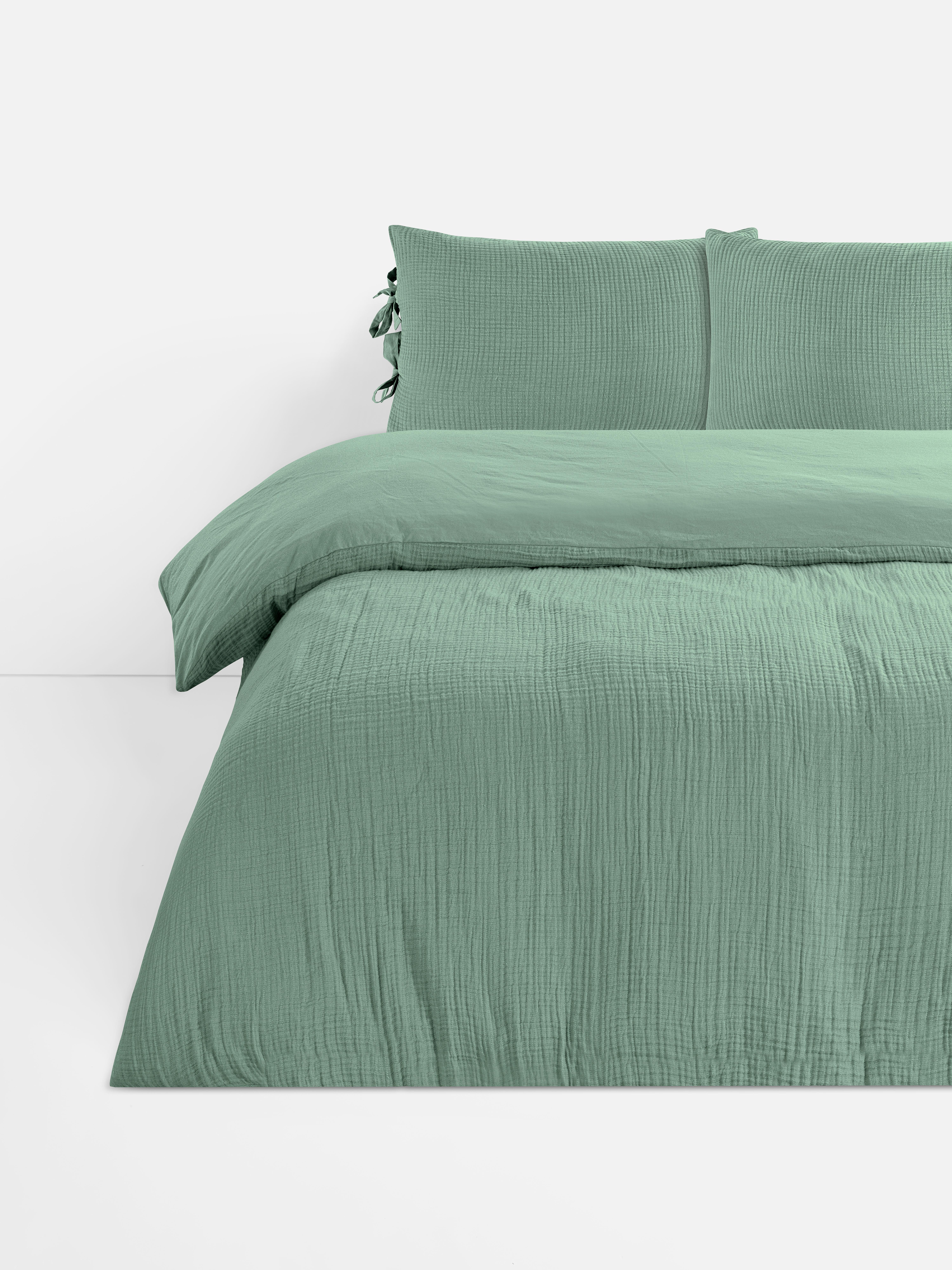 Green Seersucker King Duvet Cover Set