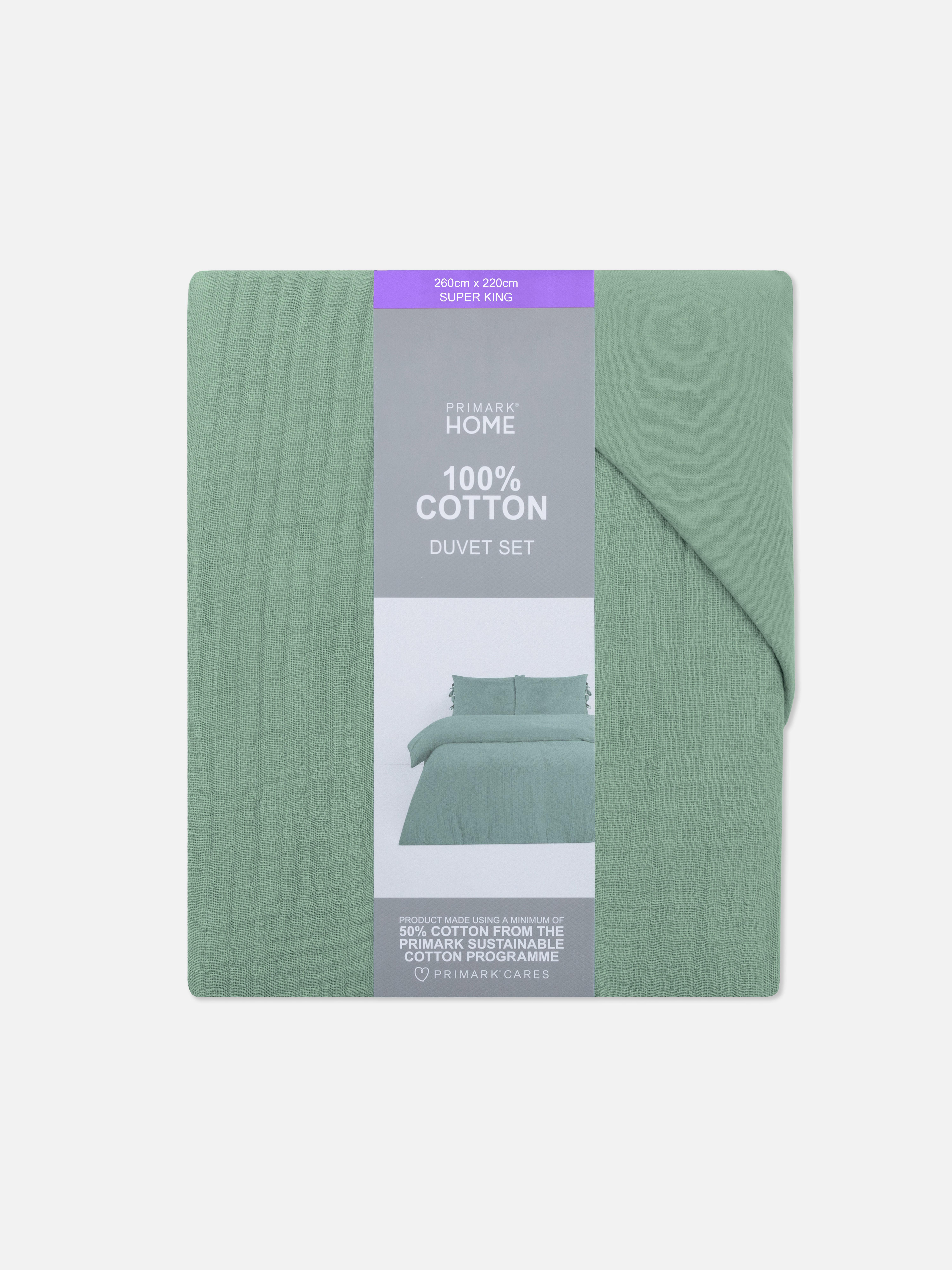 Green Seersucker King Duvet Cover Set