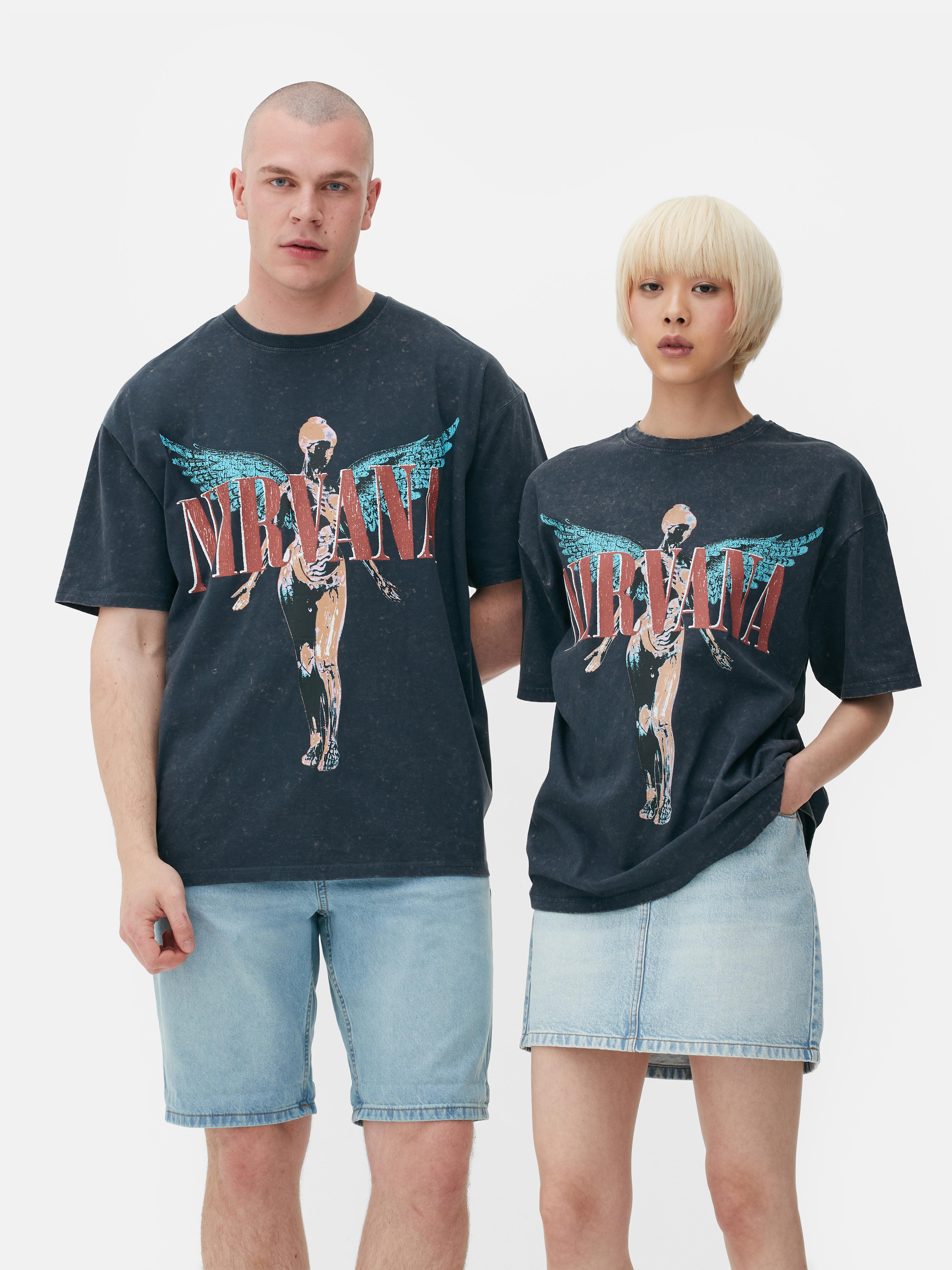 Women's Charcoal Nirvana Oversized Band T-Shirt | Primark