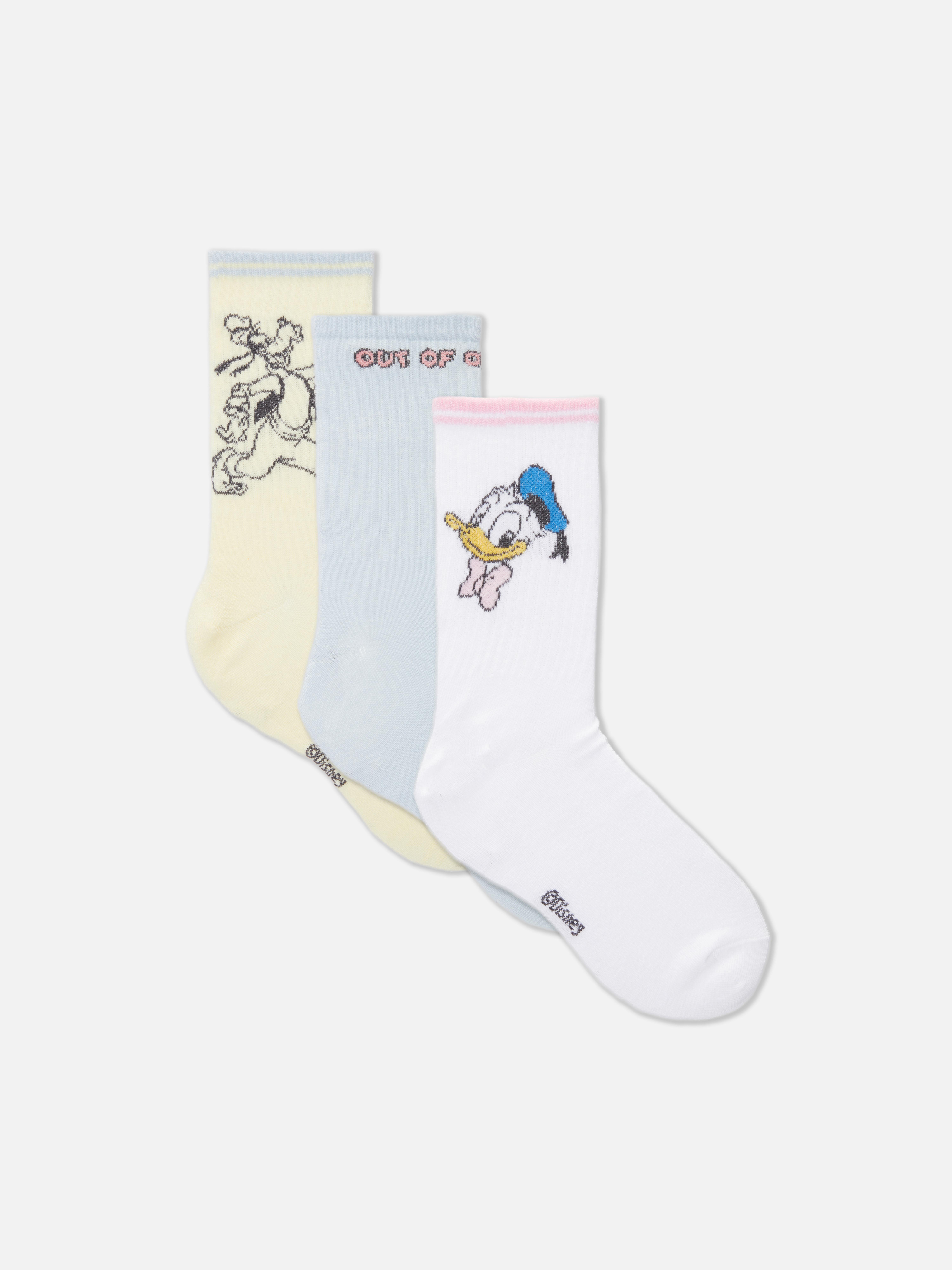 3pk Disney’s Donald Duck and Goofy Crew Socks