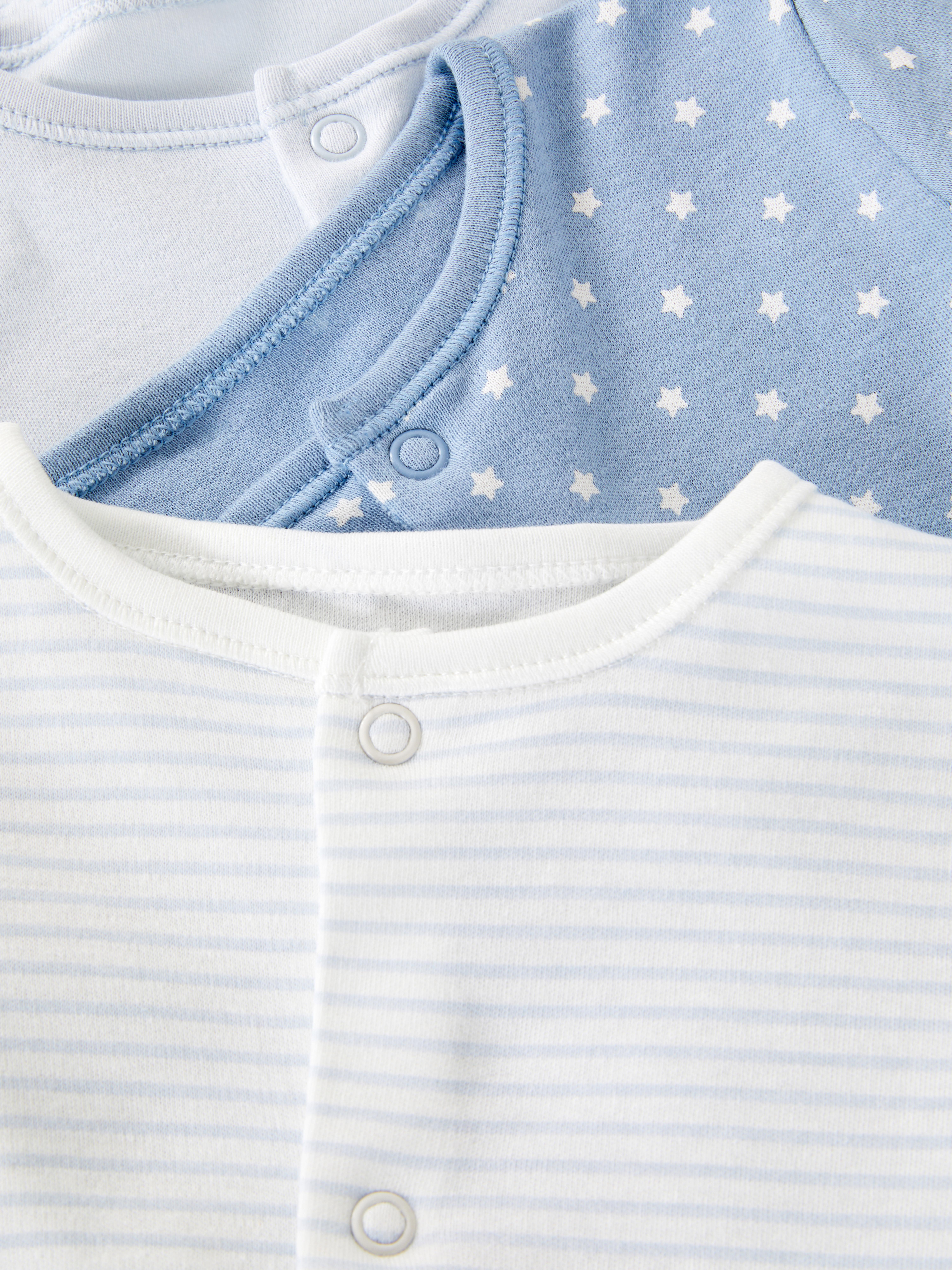 3pk Long Sleeve Star Sleepsuits