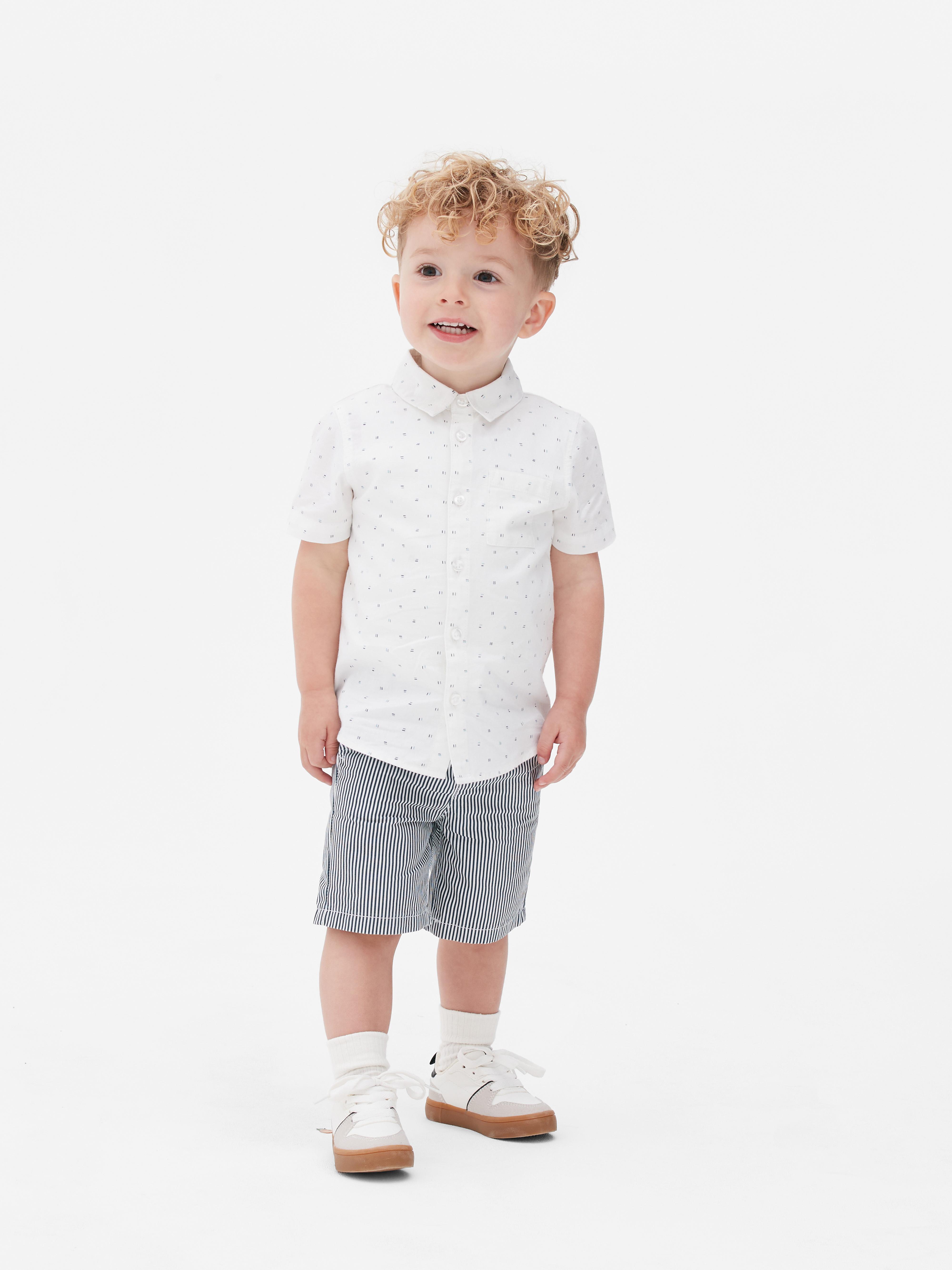 Ensemble Été Garçon Costume Mariage - Chemise Manches Courtes + Short, Baptême Et Anniversaire 9 Mois à 6 Ans