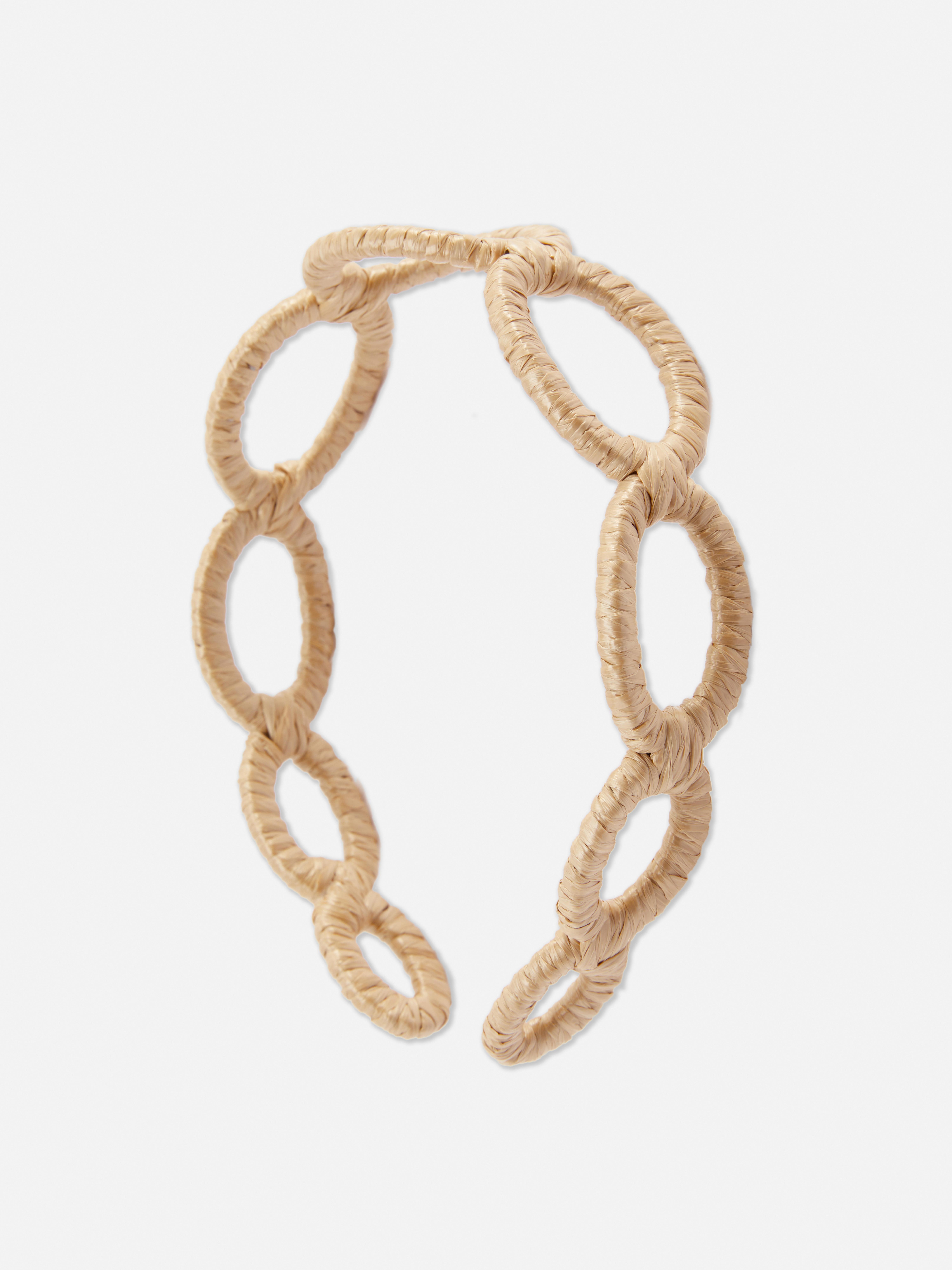 Haarband mit ovalen Ringen in Rafia-Optik