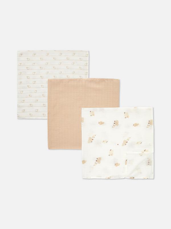 Pack de 3 paños de muselina con ovejitas