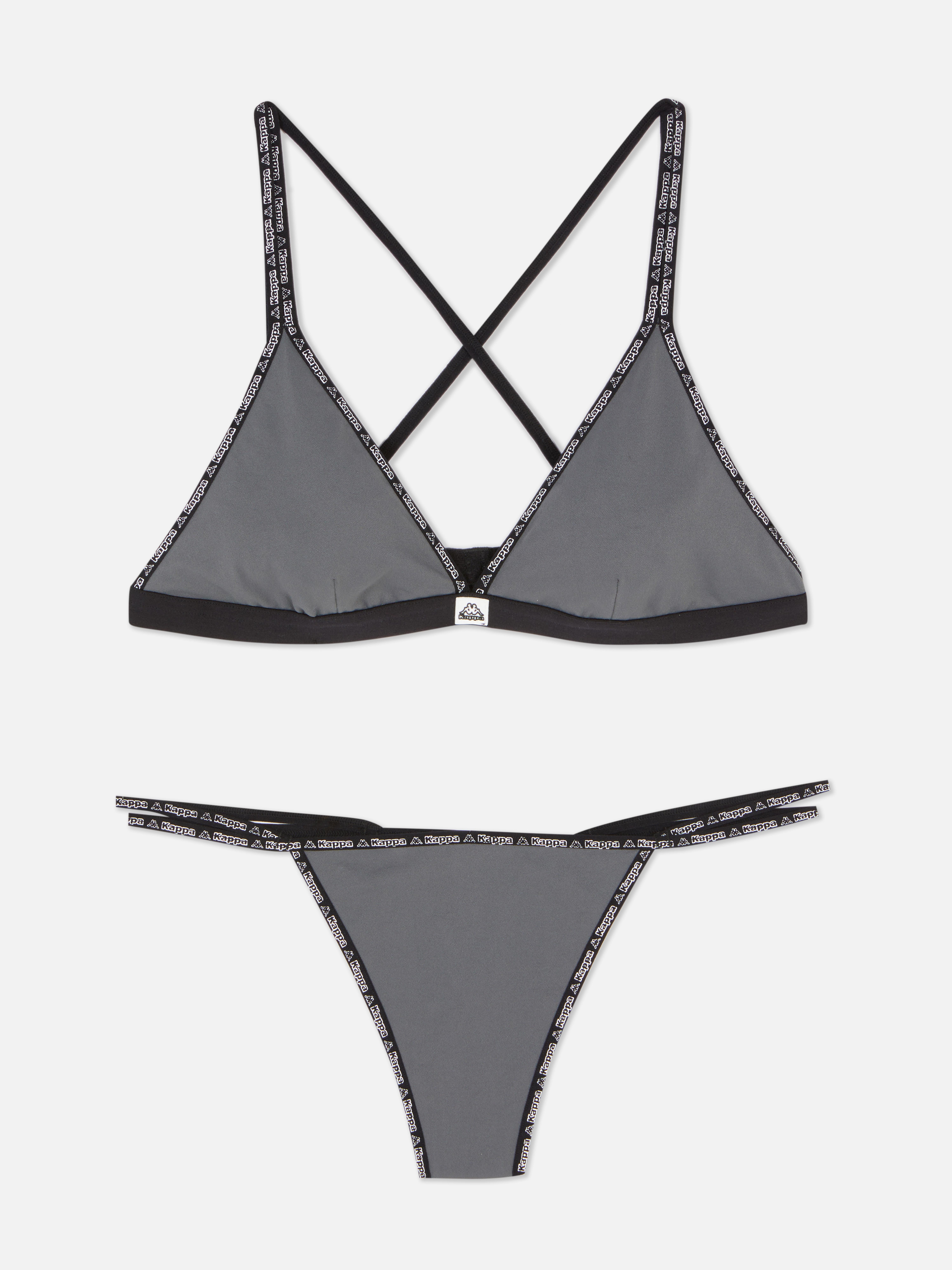 Womens Cream Kappa x Primark Seamless Triangle Bralette and Thong Set