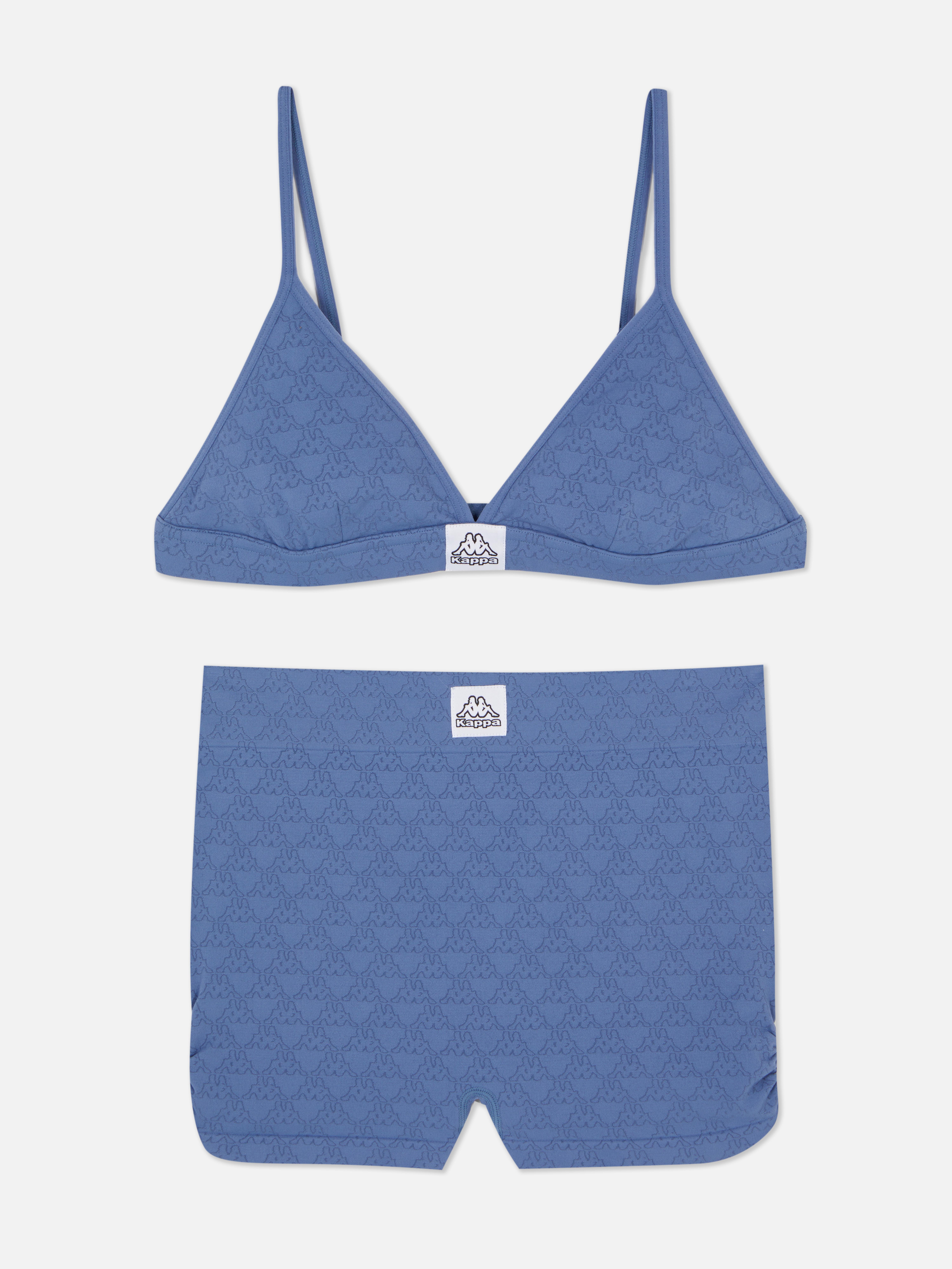 Womens Blue Kappa x Primark Seamless Triangle Bralette and Shorts Set