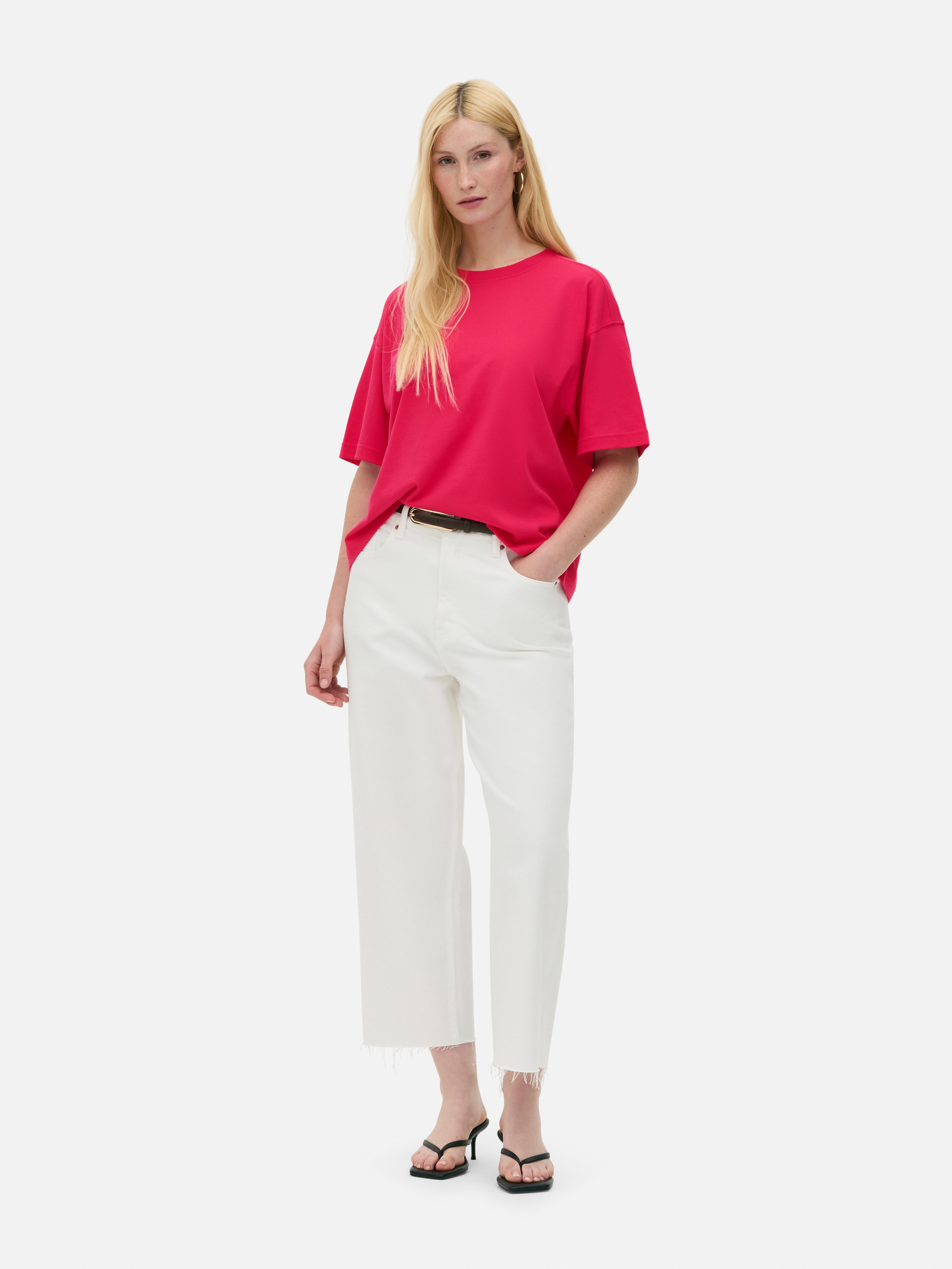 Camiseta extragrande de corte cuadrado Fucsia