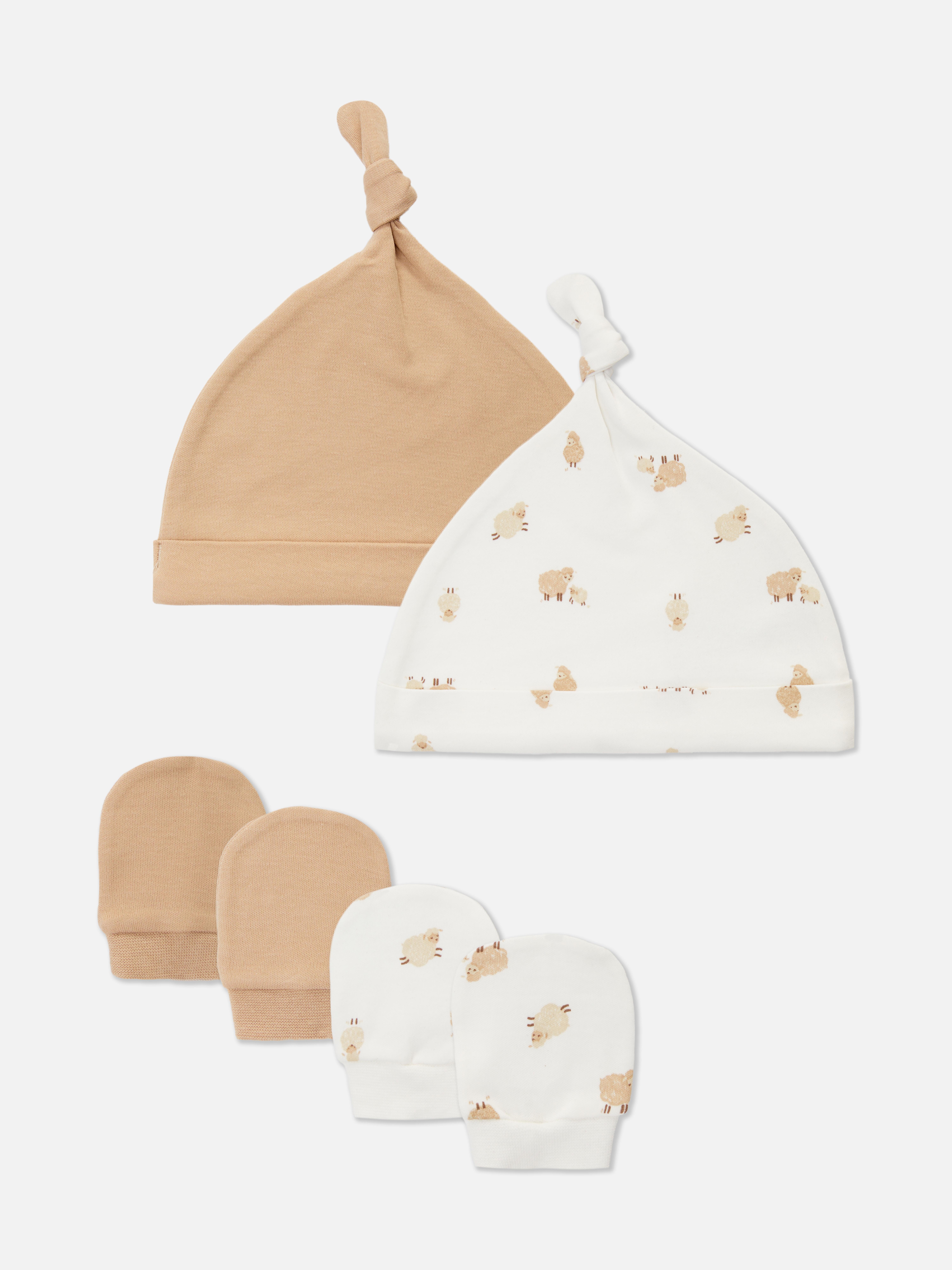 Schapensetje met petje en wanten, set van 2