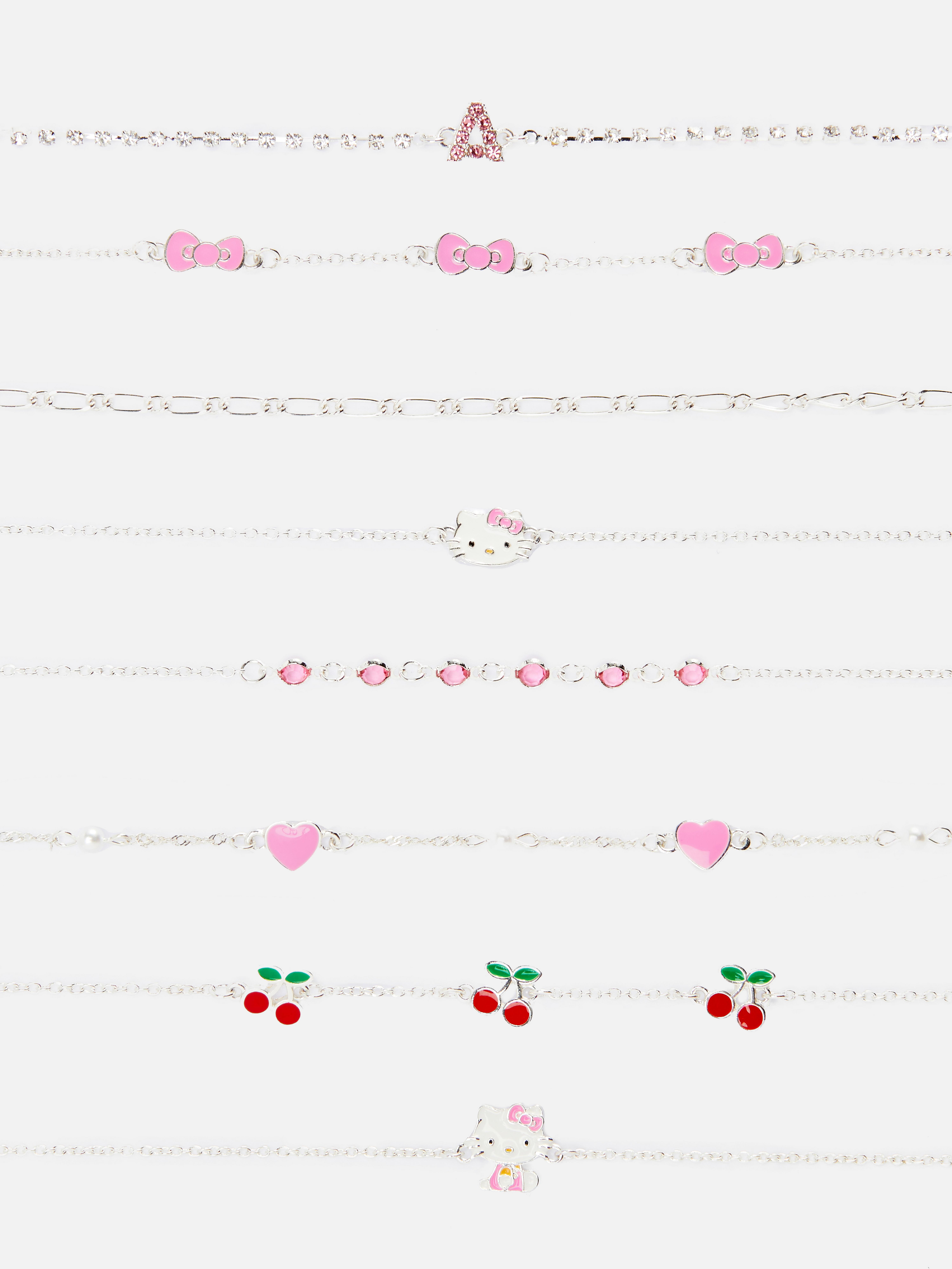 8 braccialetti iniziale 50° anniversario Hello Kitty
