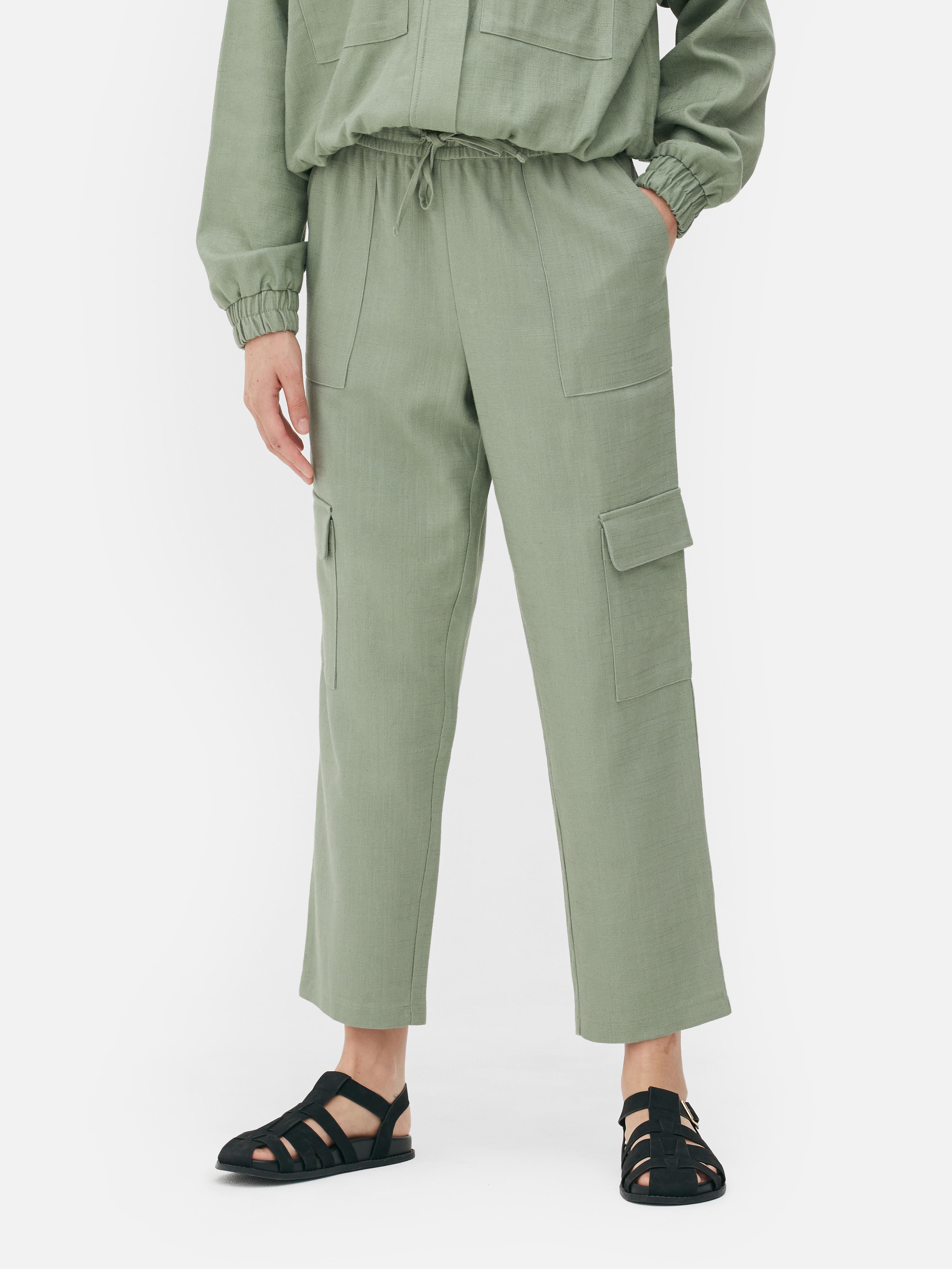 Womens Green Coord Cargo Drawstring Cargo Trousers Primark