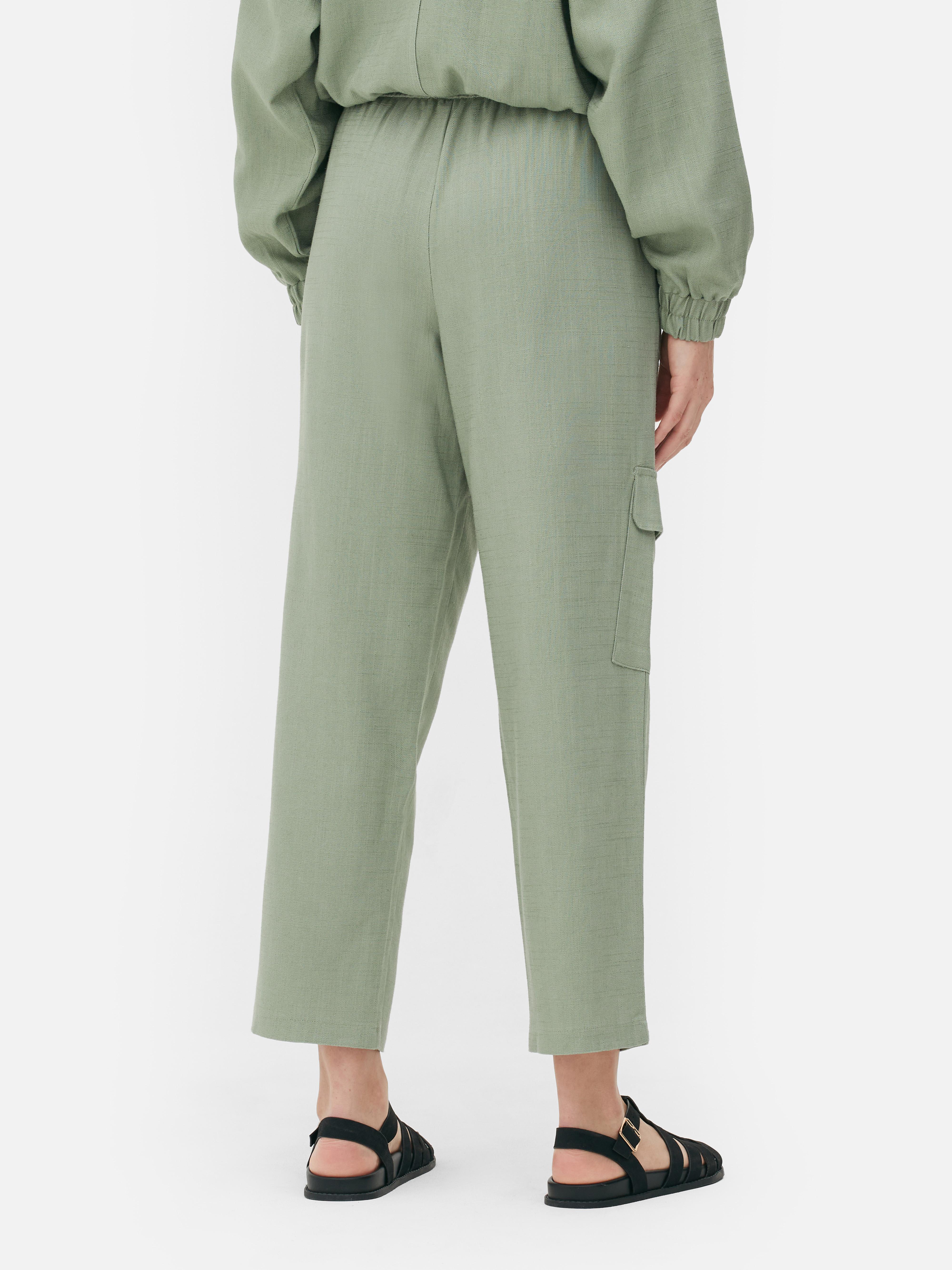 Womens Green Coord Cargo Drawstring Cargo Trousers Primark