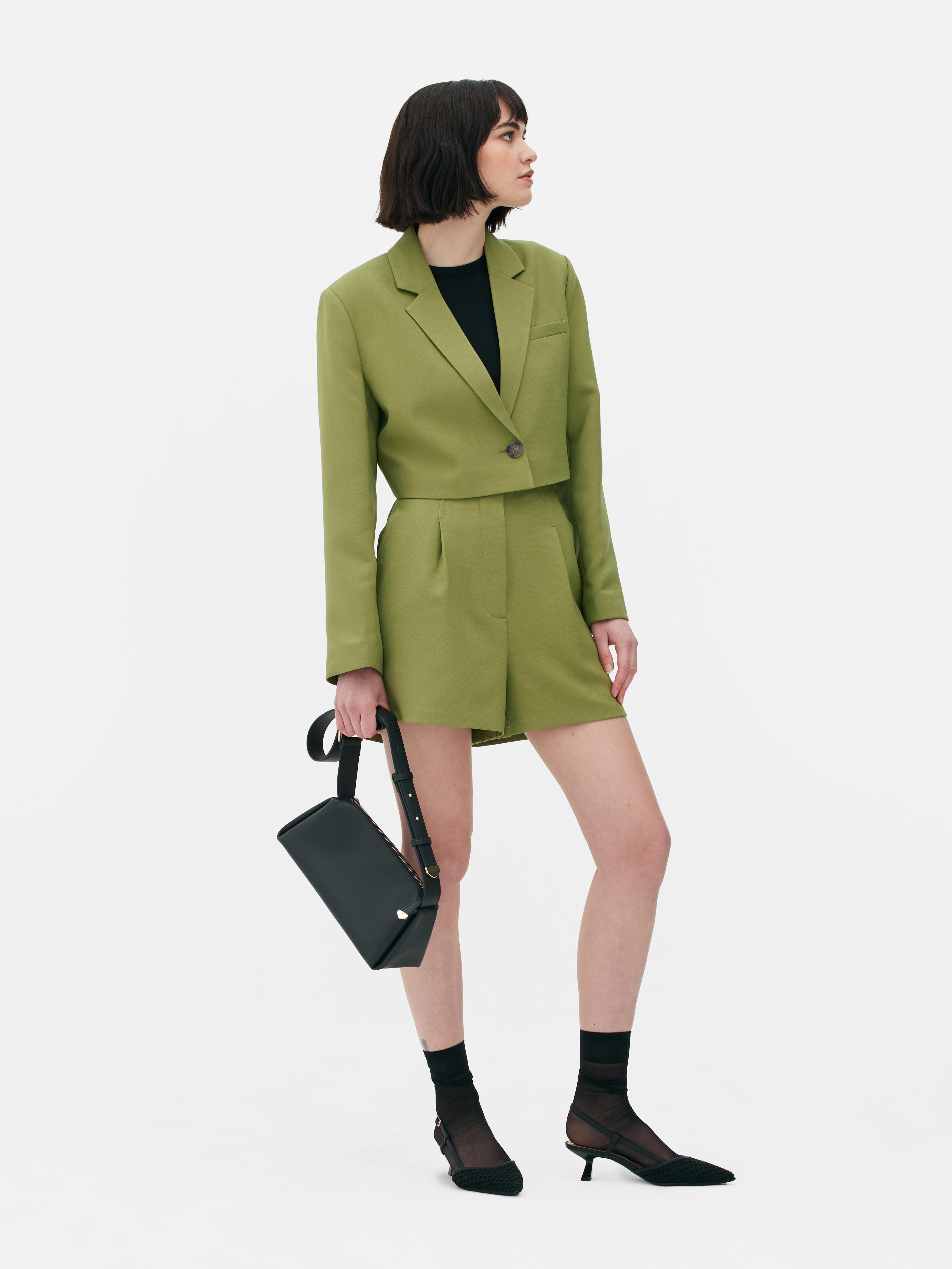 Womens Dark Green Luna Single-Breasted Crop Blazer | Primark