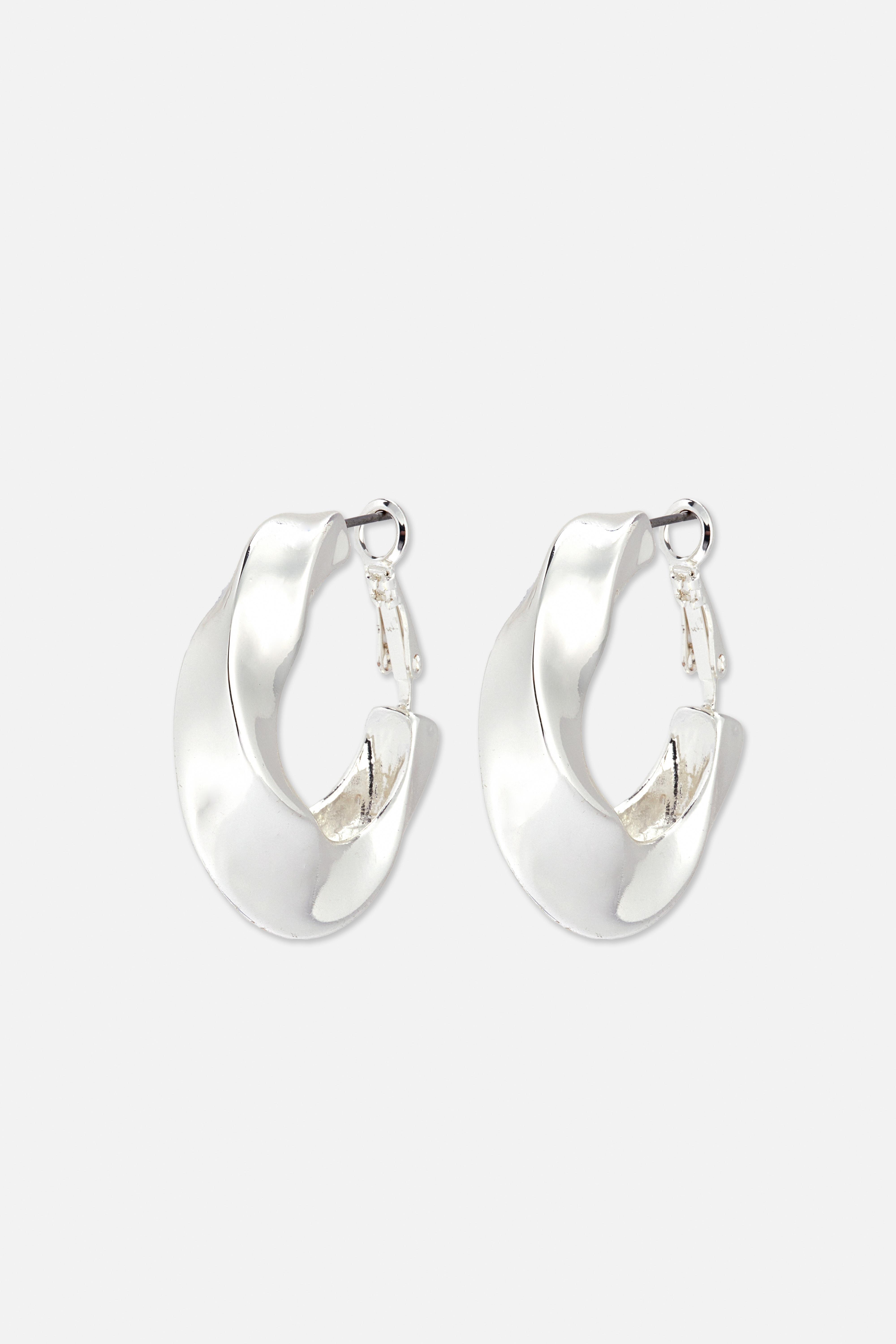 Womens Curved Hoop Earrings White Primark