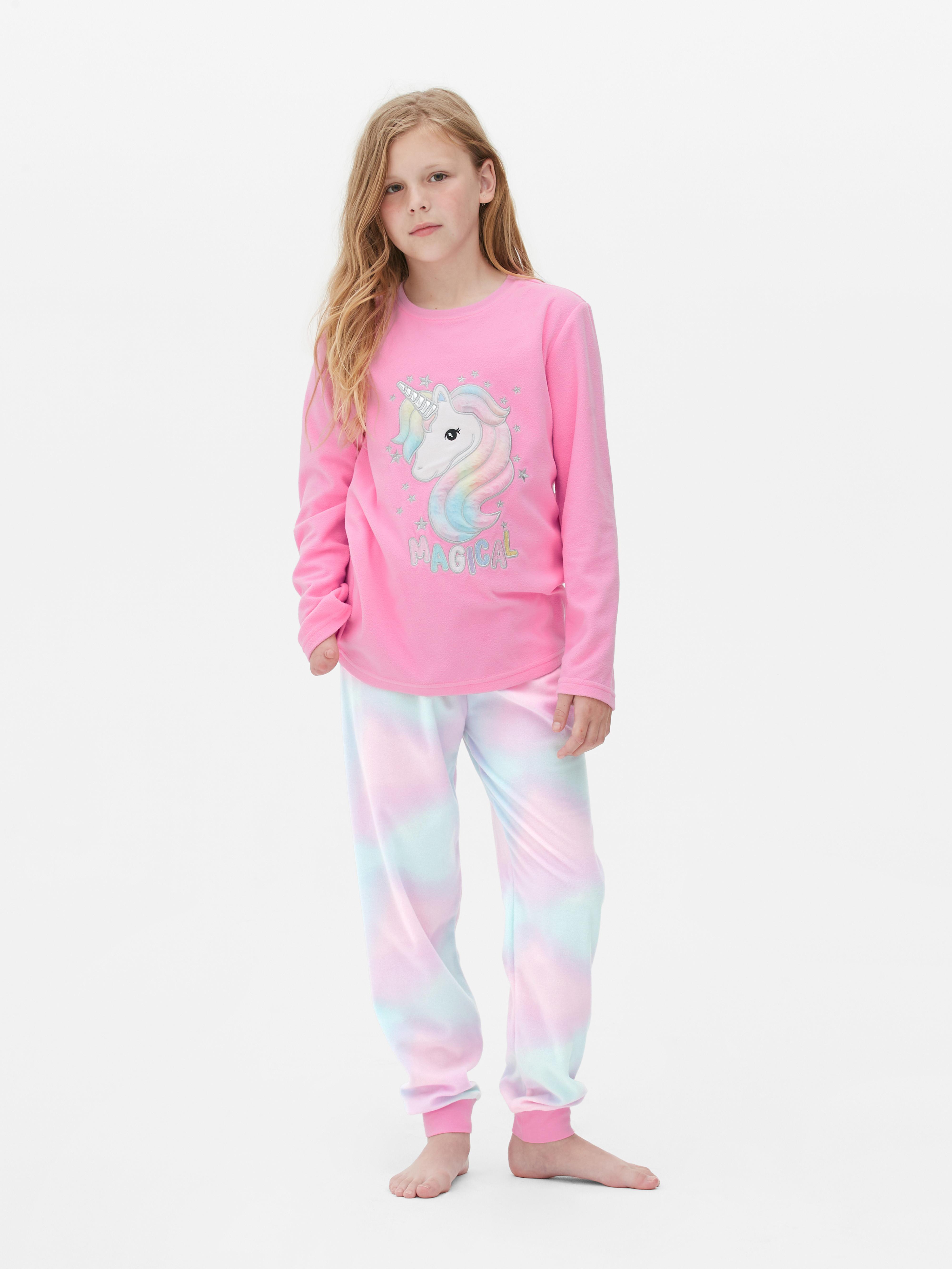 Girls Pink Unicorn Long Pyjamas Primark