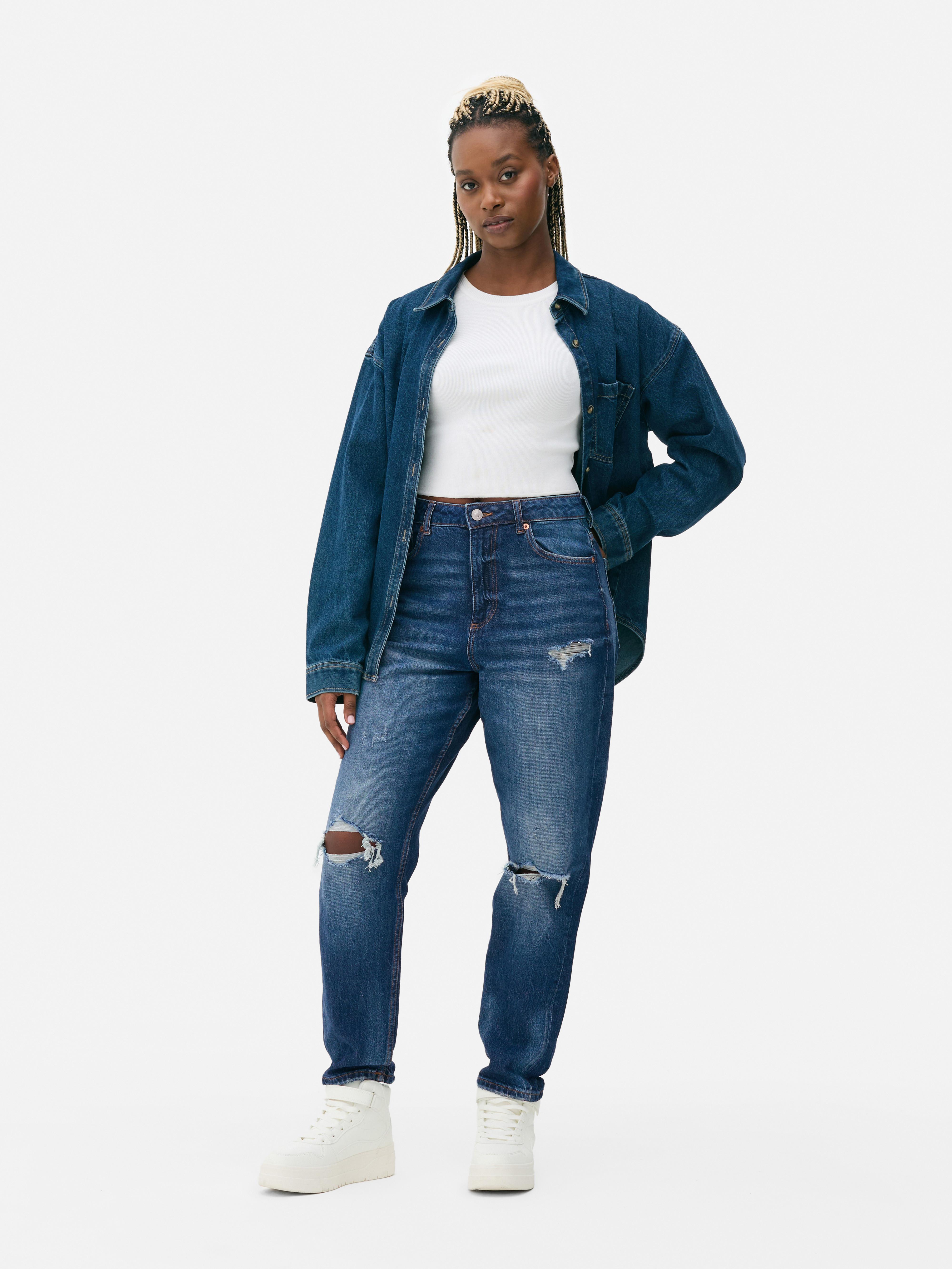 Primark oversized ripped denim jacket hotsell