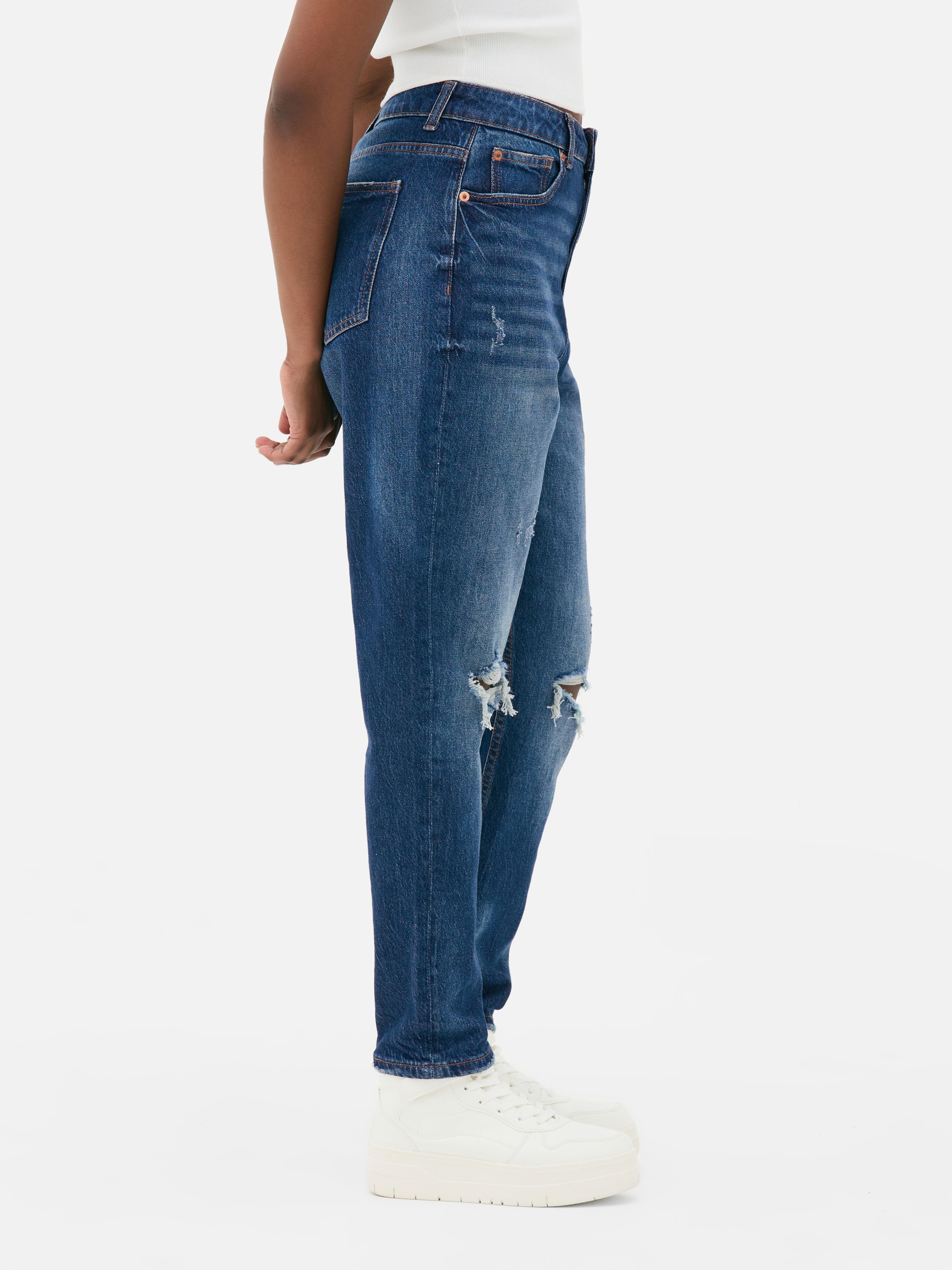 Women's Indigo Ripped Denim Mom Jeans | Penneys