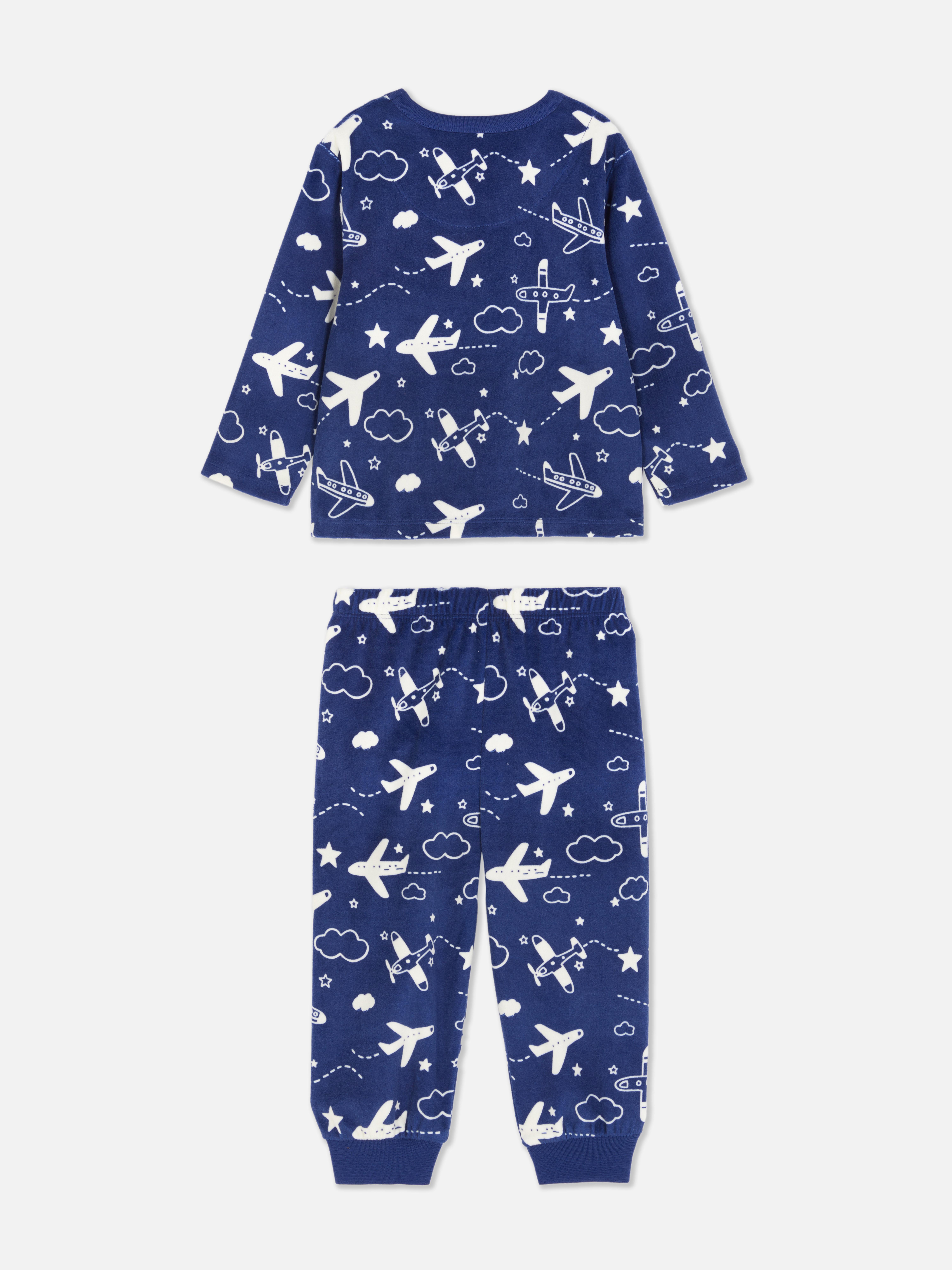 Baby Boys Blue Graphic Velour Pyjamas Primark