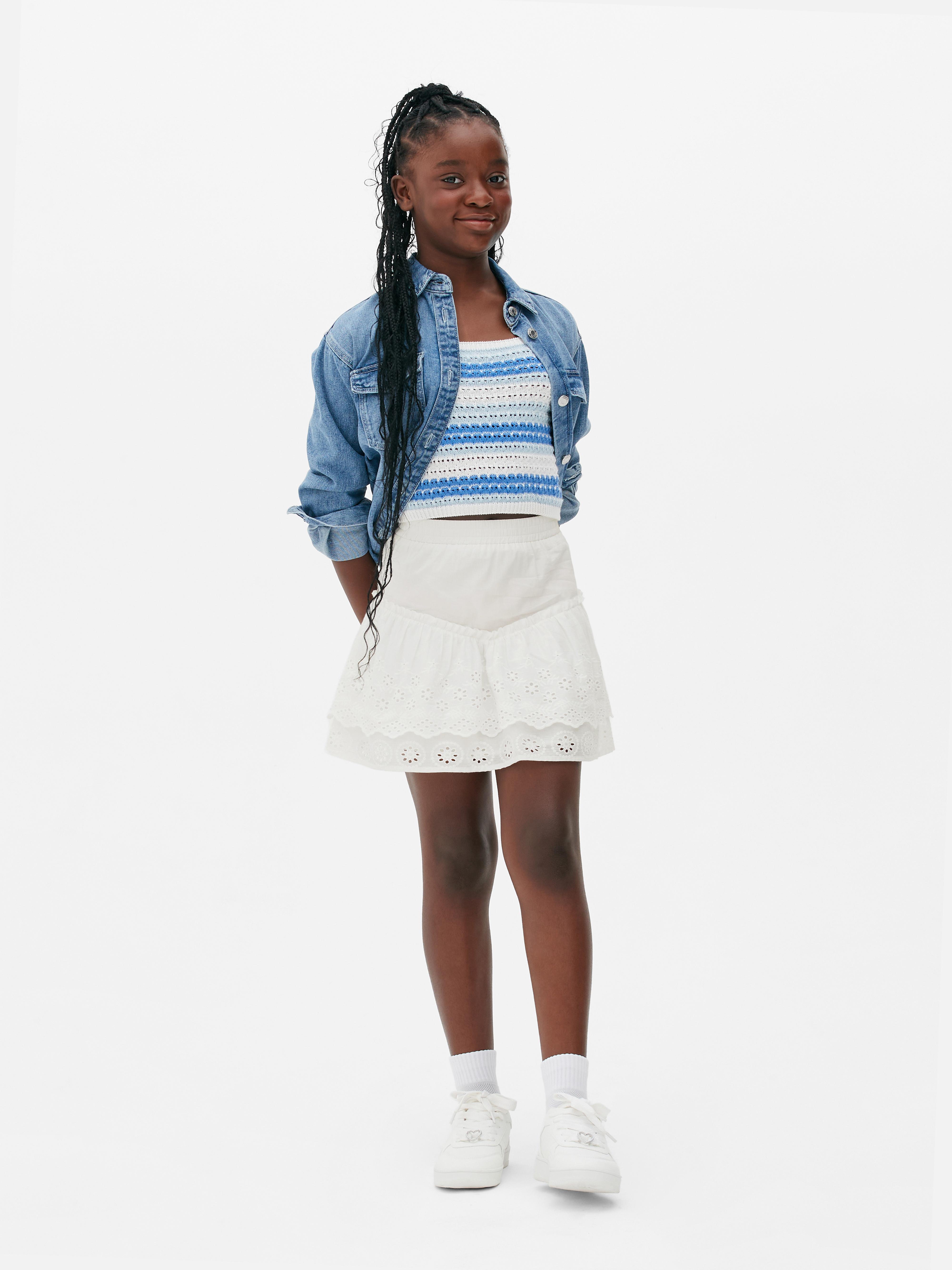 Girls White Broderie Anglaise Tiered Skirt | Primark