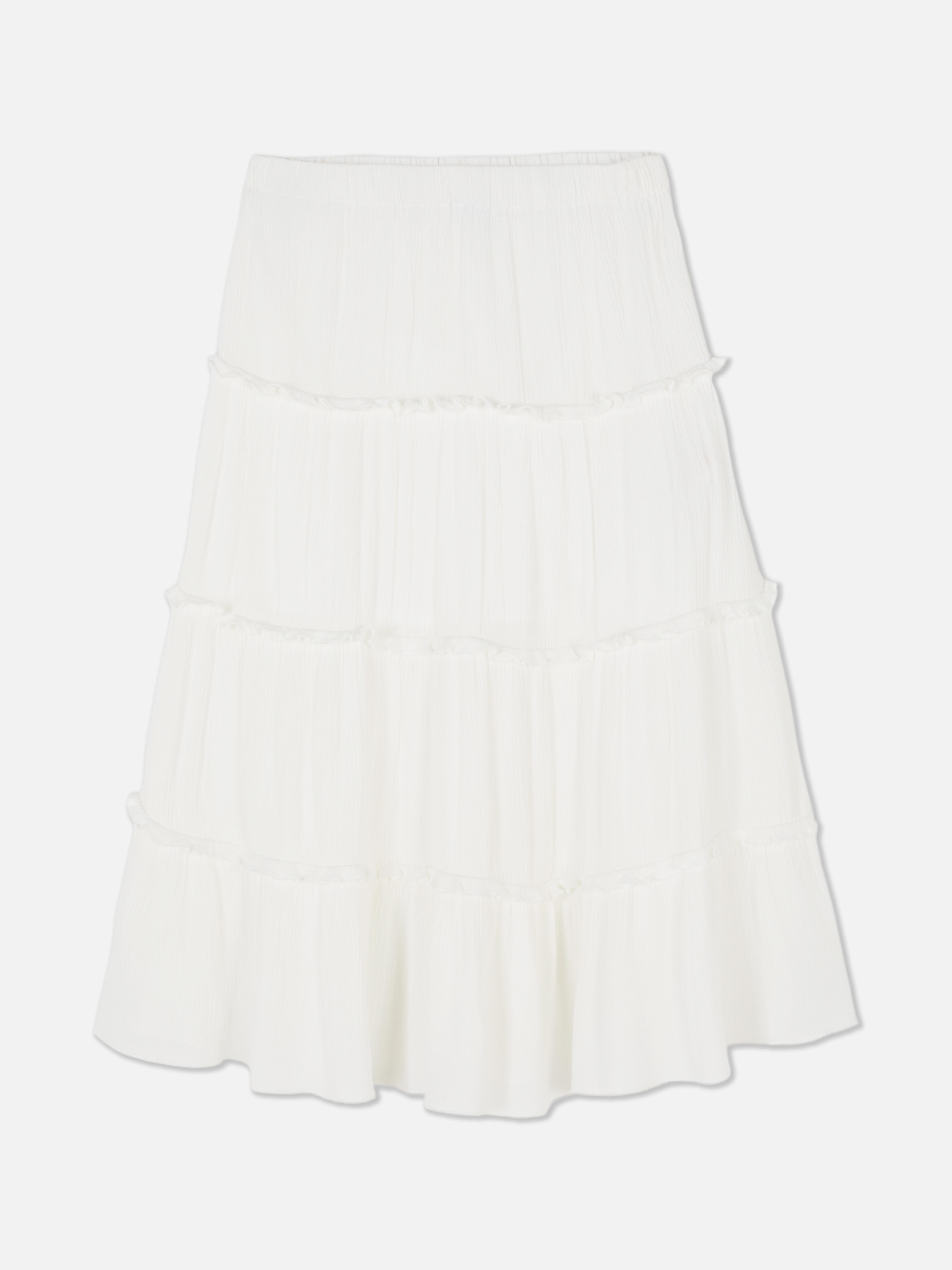 Girls White Tiered A Line Midi Skirt Primark