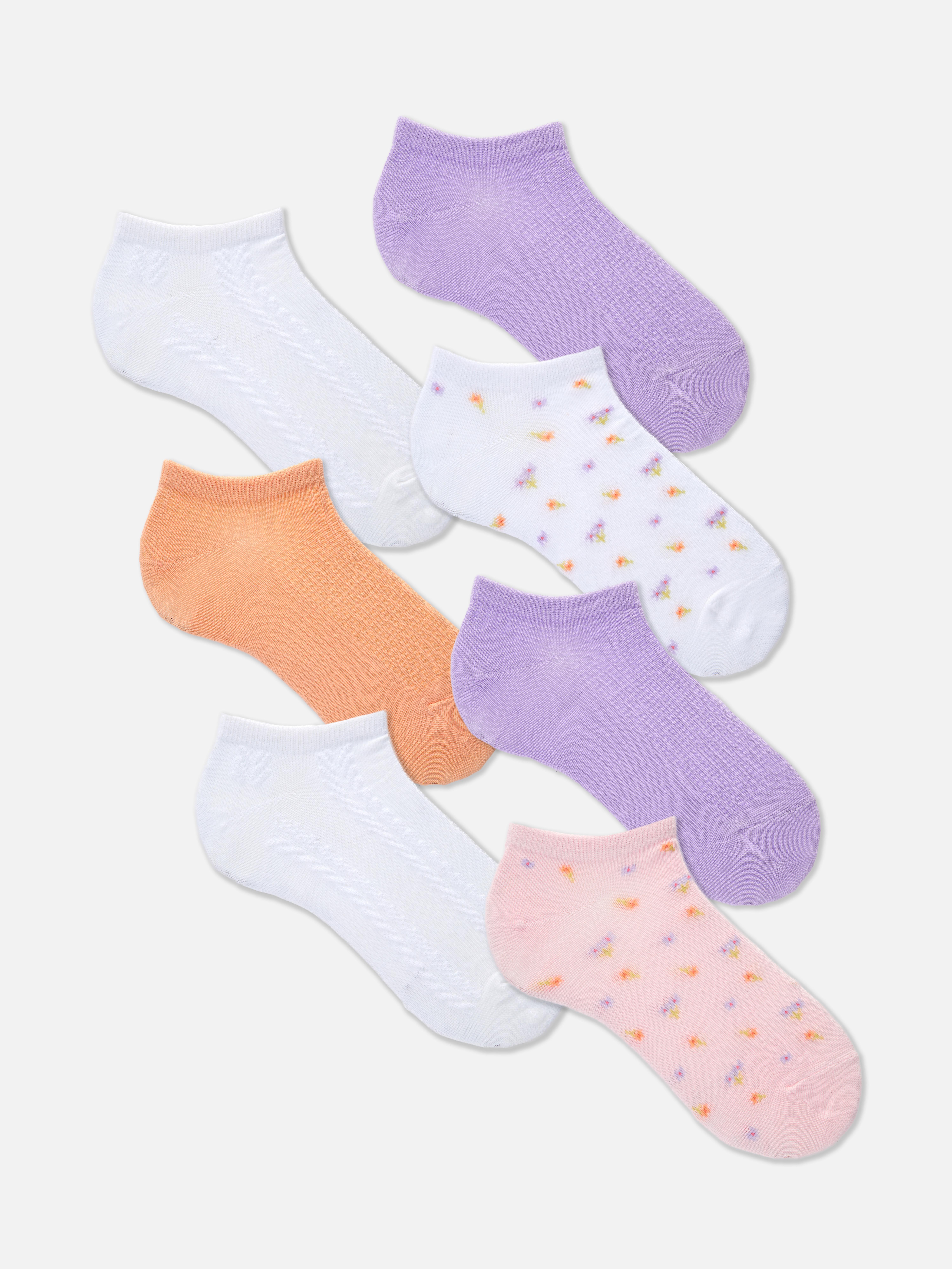 7pk Mixed Floral Trainer Socks