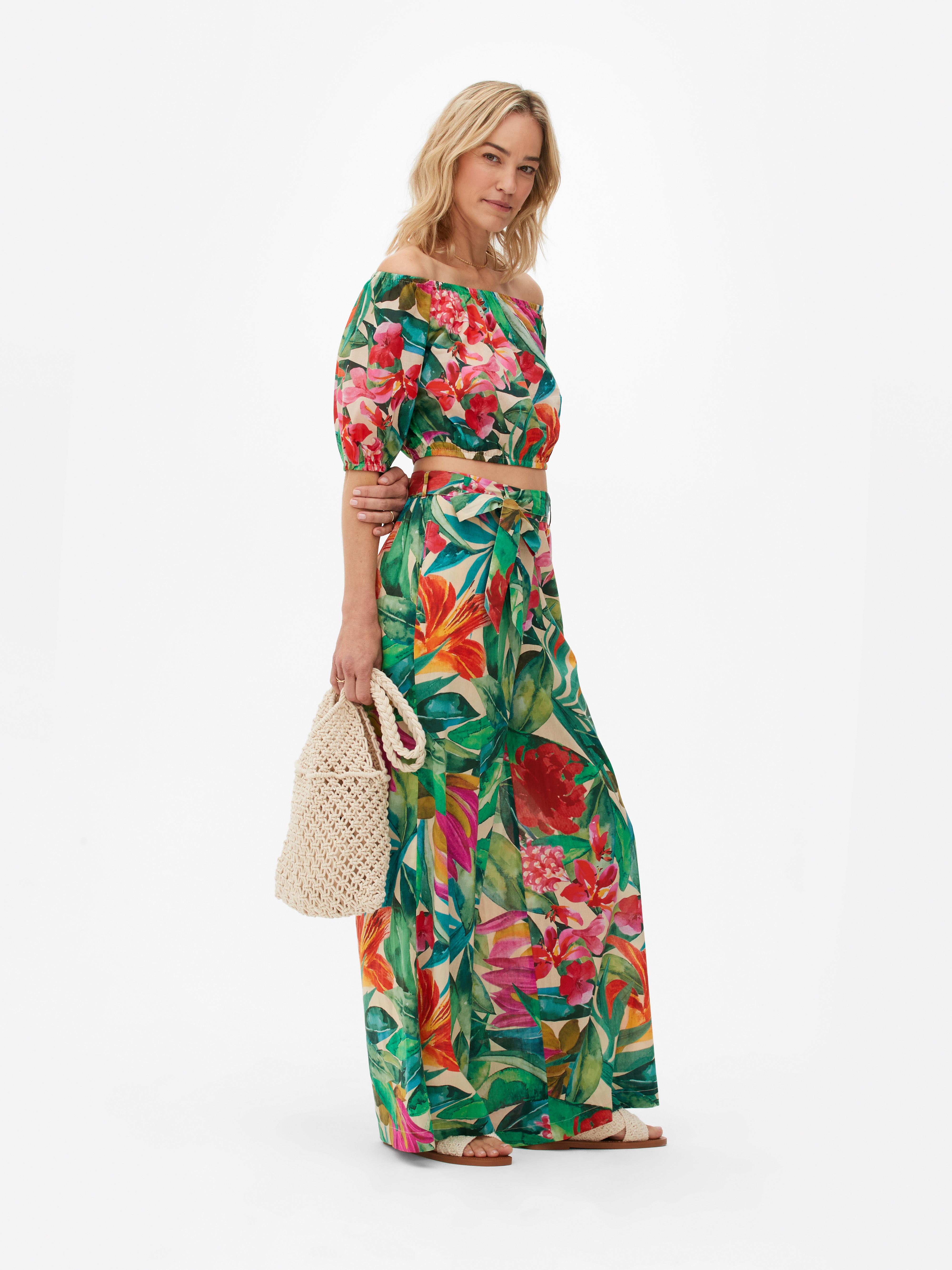 Family Matching Tropical Bardot Cropped Blouse