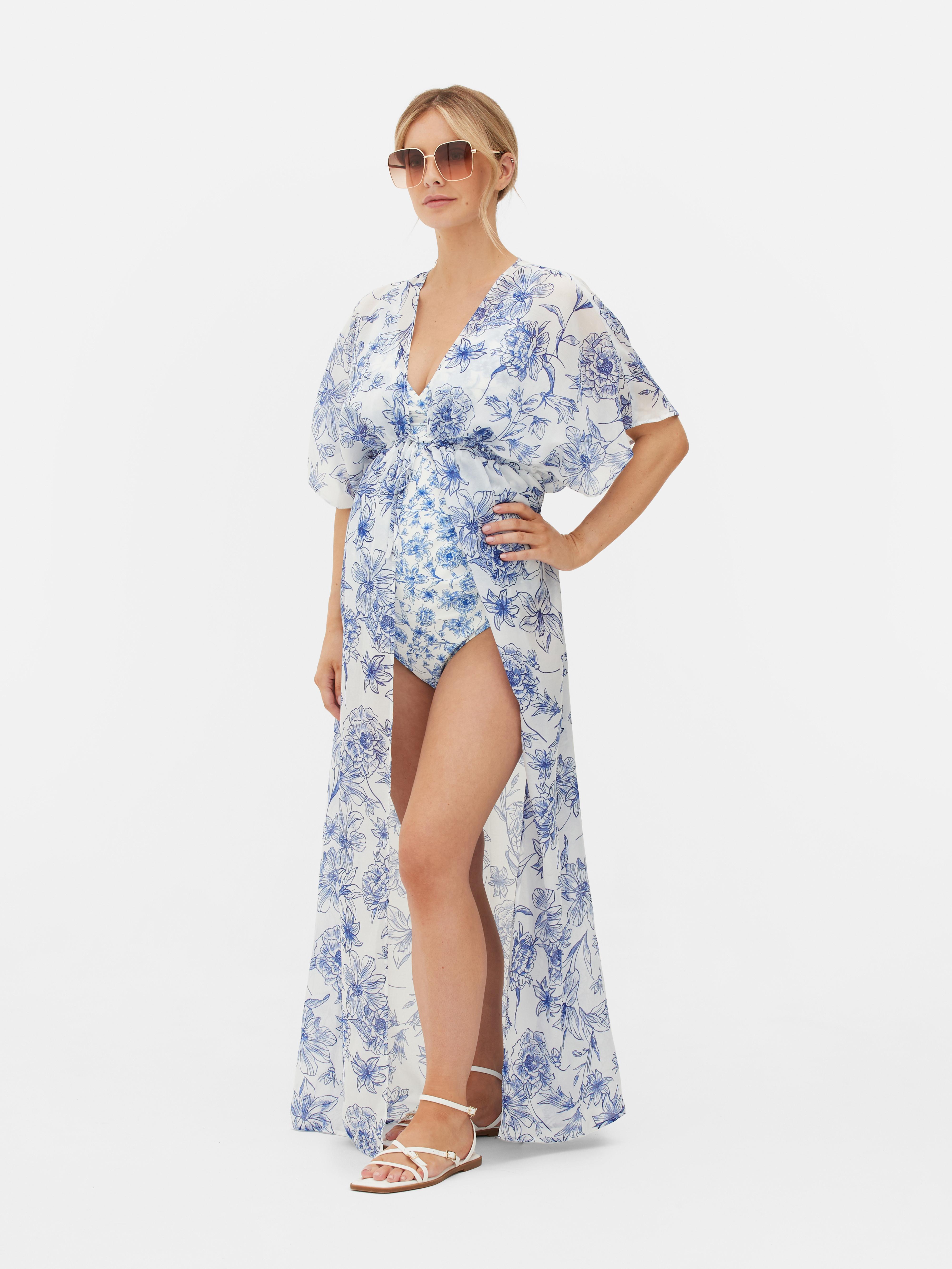 Umstands-Strandkimono mit Blumenmuster