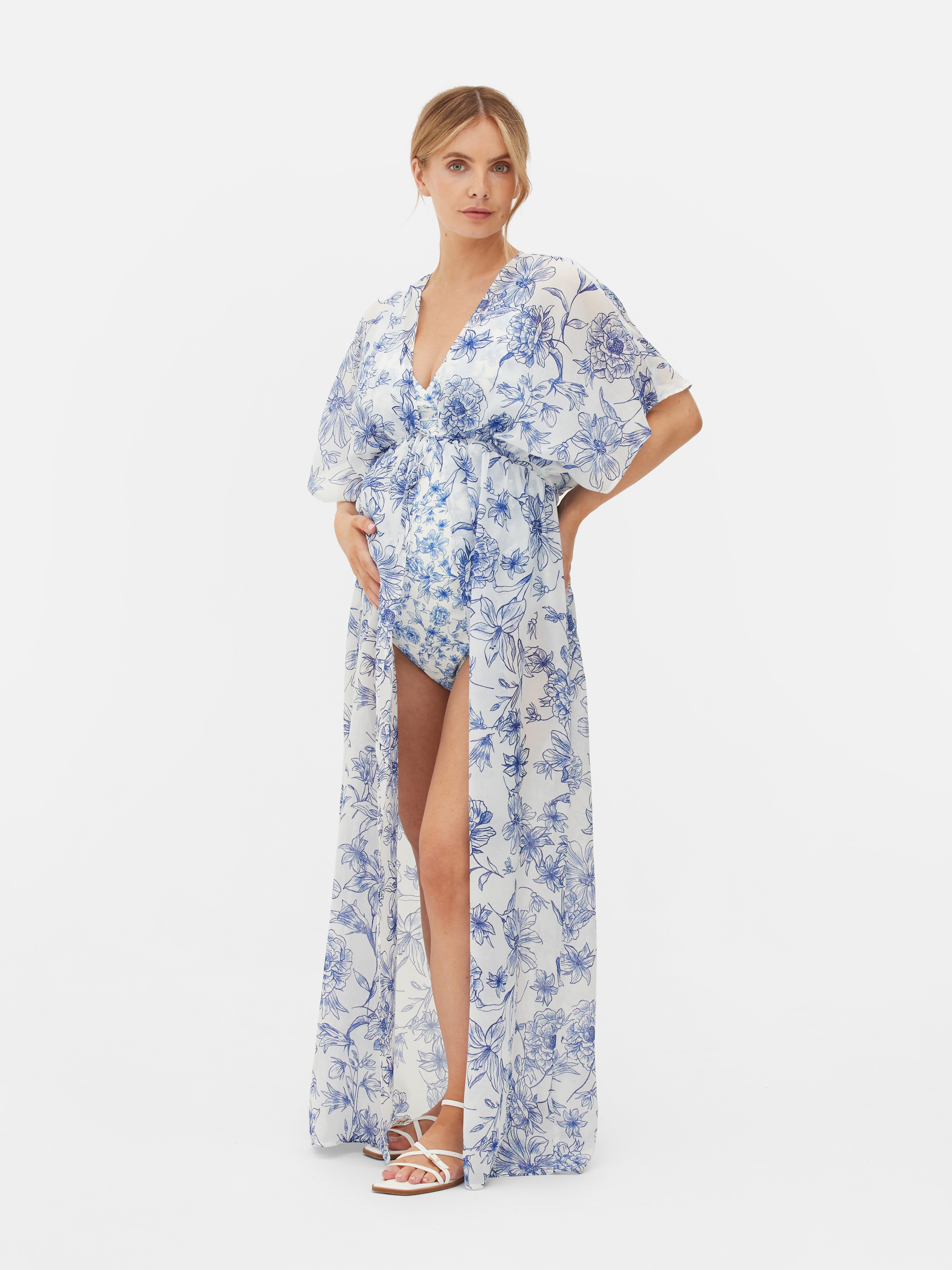 Umstands-Strandkimono mit Blumenmuster