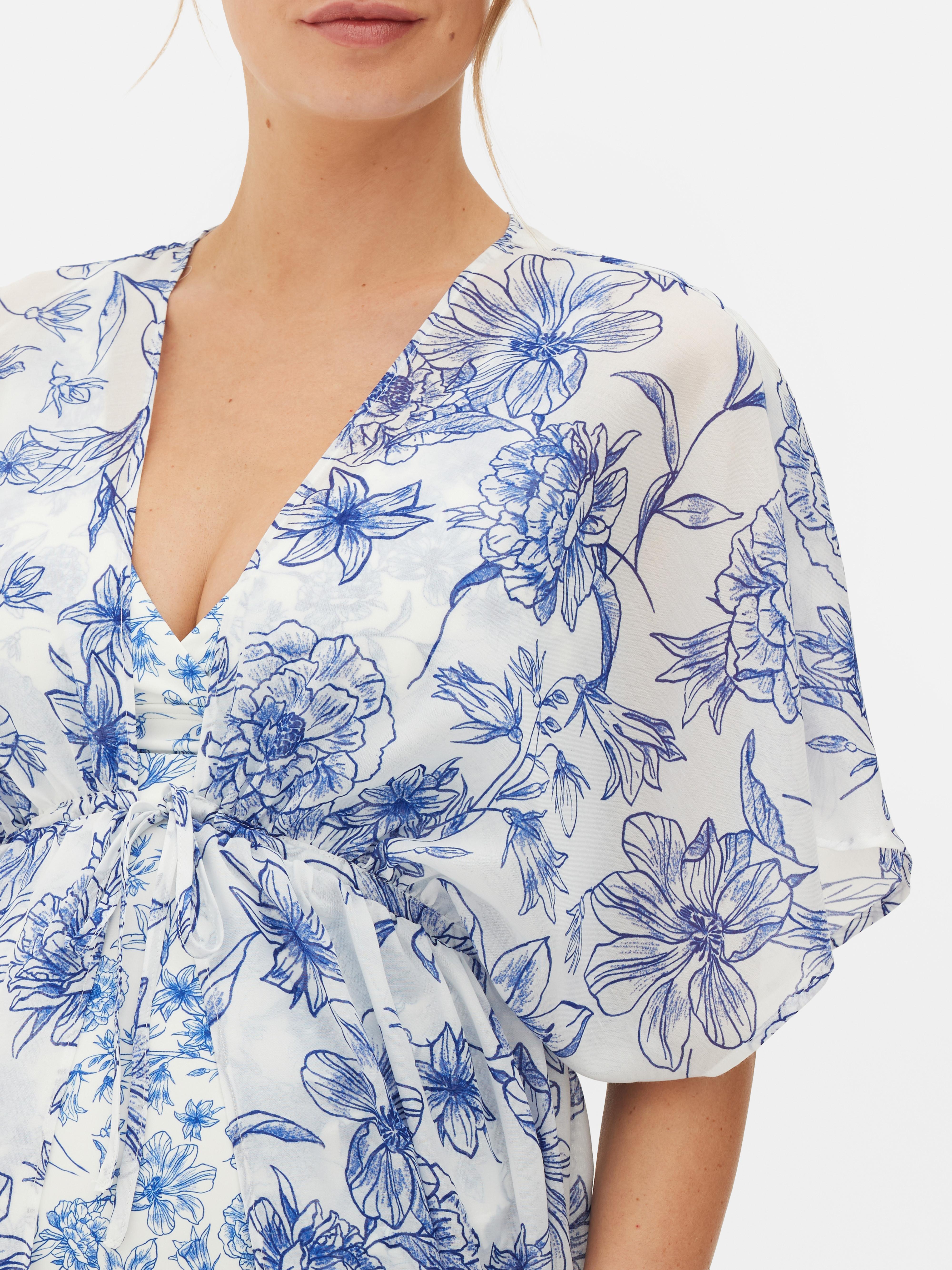 Umstands-Strandkimono mit Blumenmuster