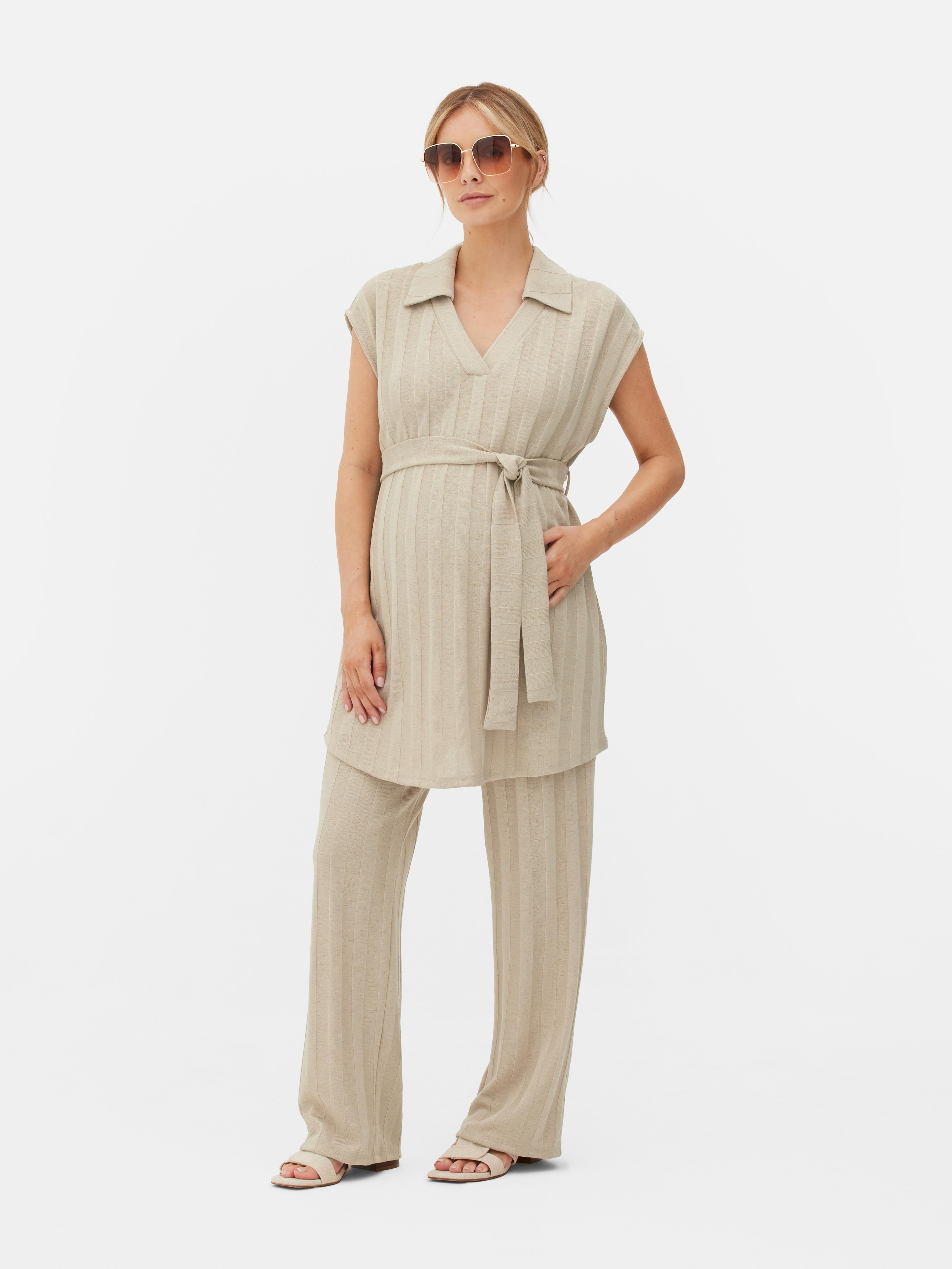 Gerippte, ärmellose Umstandstunika