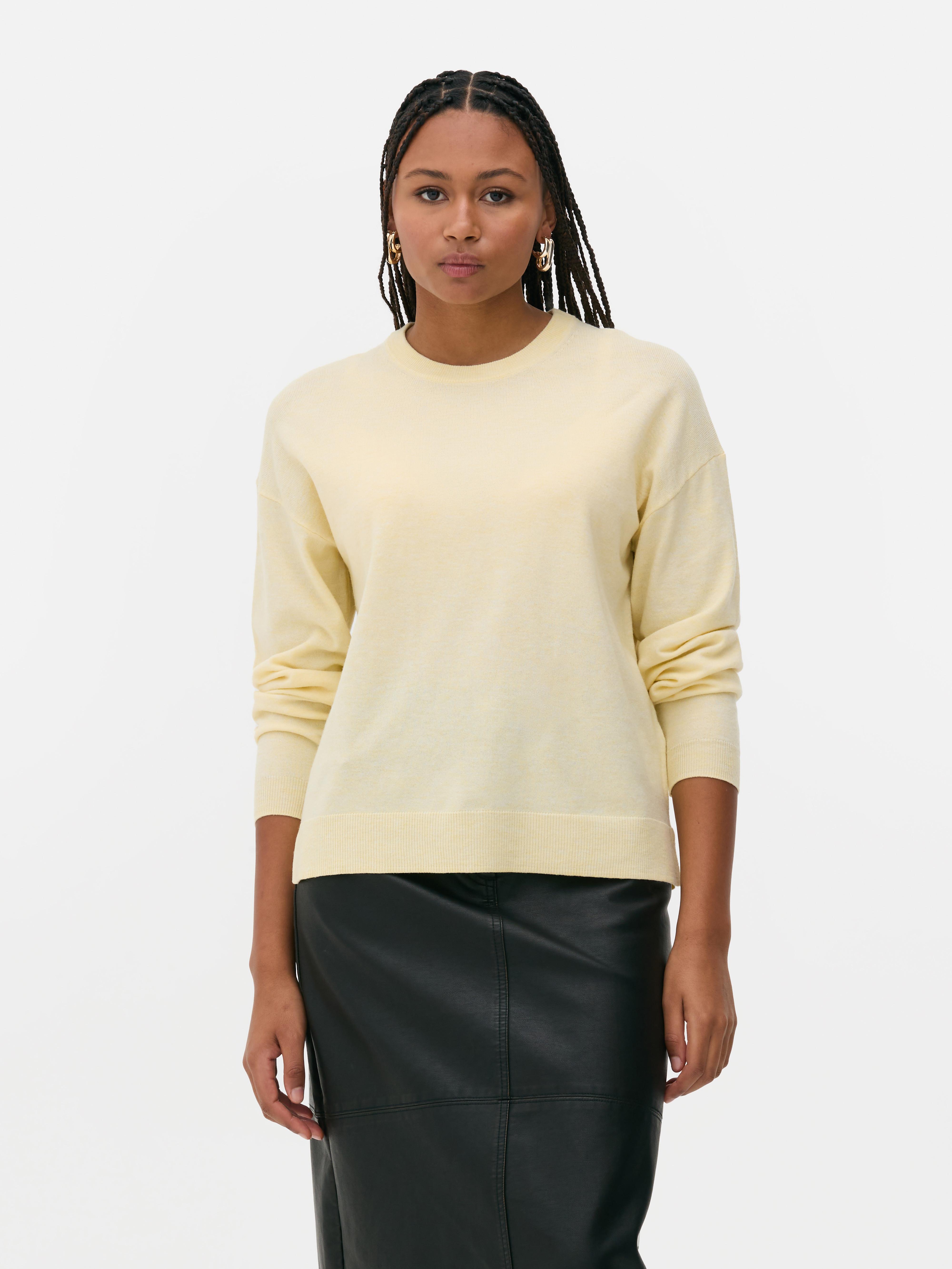 Fine knit crew neck jumper womens sale