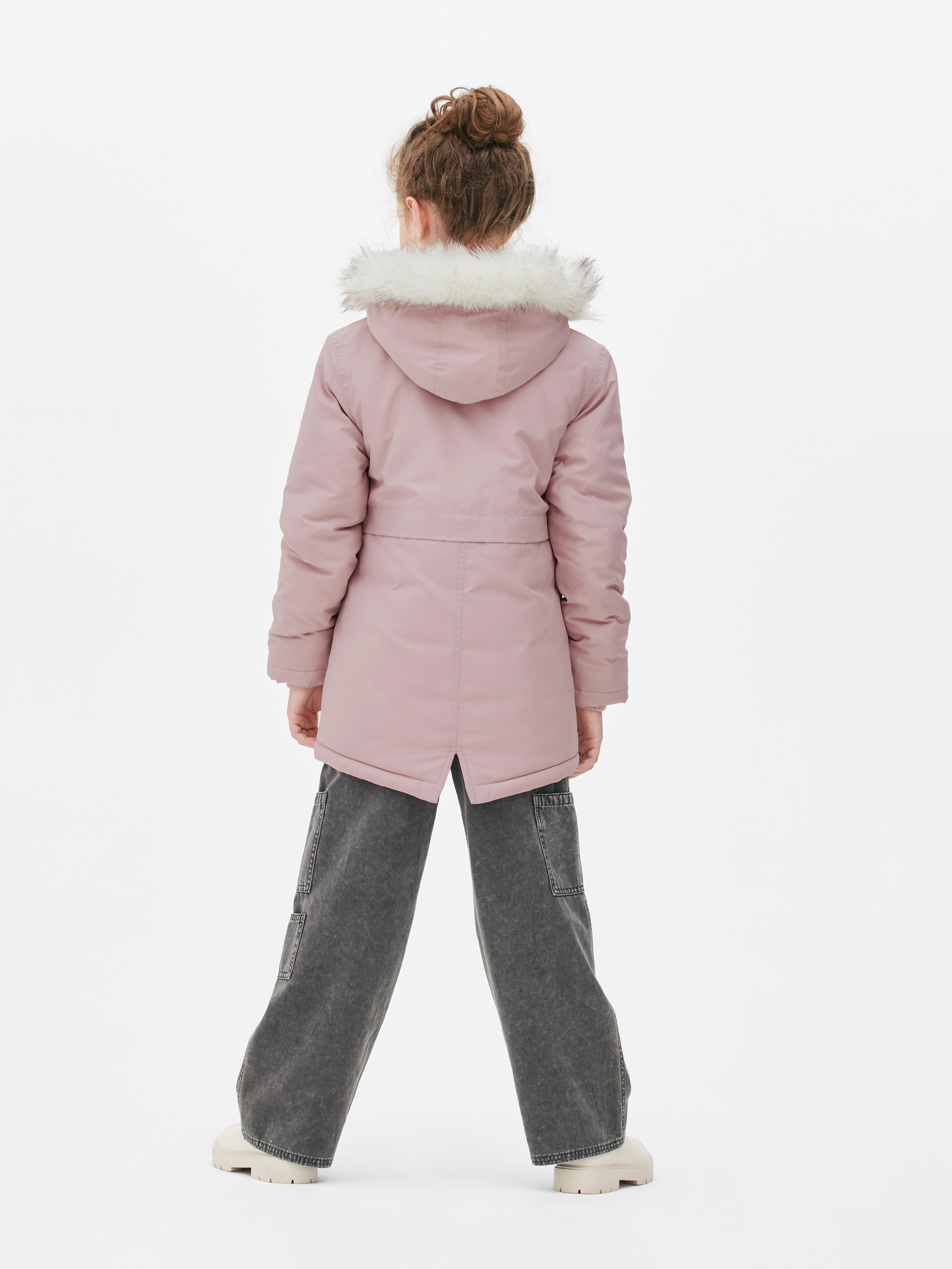 Girls Pink Faux Fur Hooded Parka Penneys